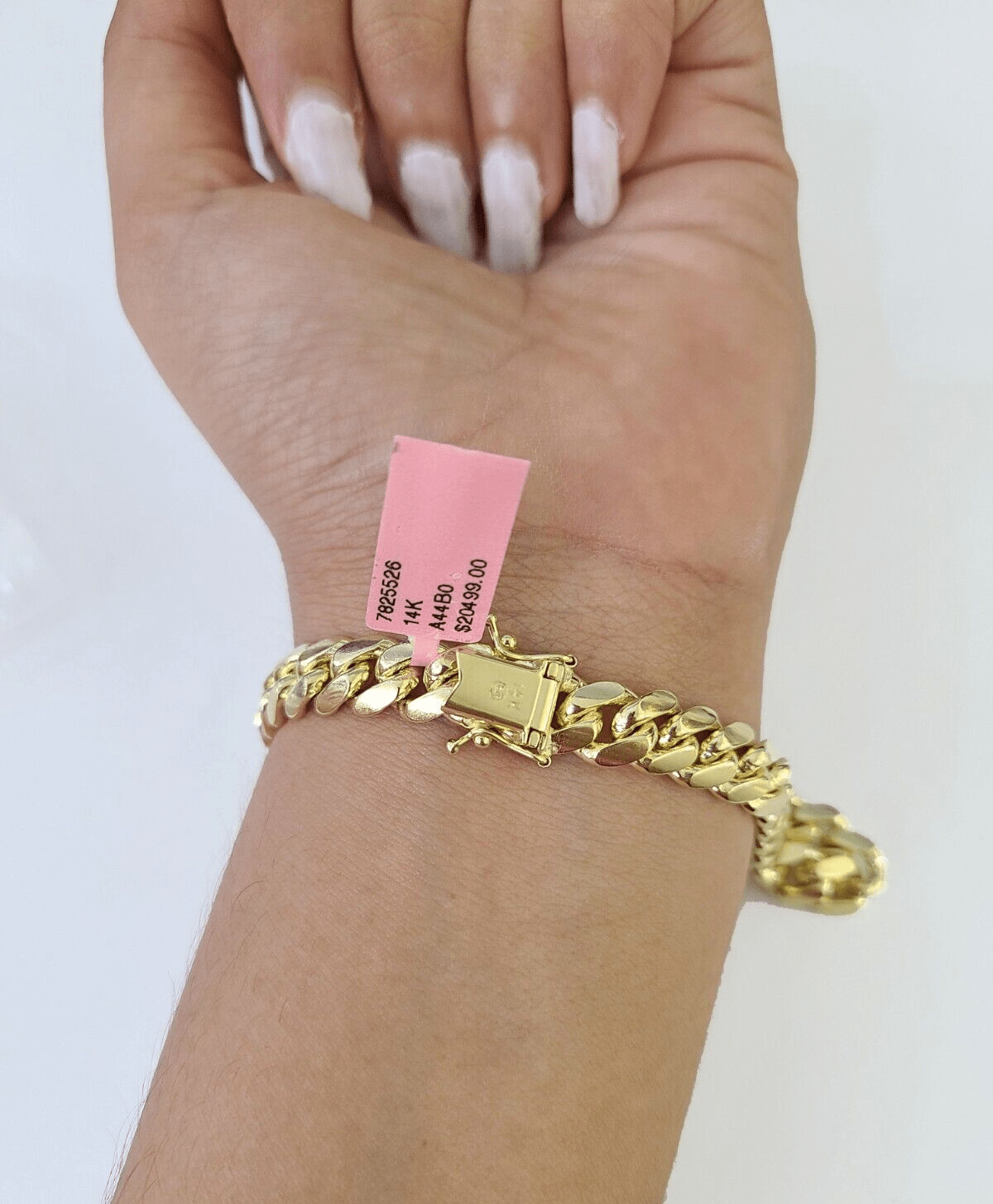 14K Solid Miami Cuban Bracelet Yellow Gold Box Clasp 8" Inch 8mm Link - GoldenlinQ