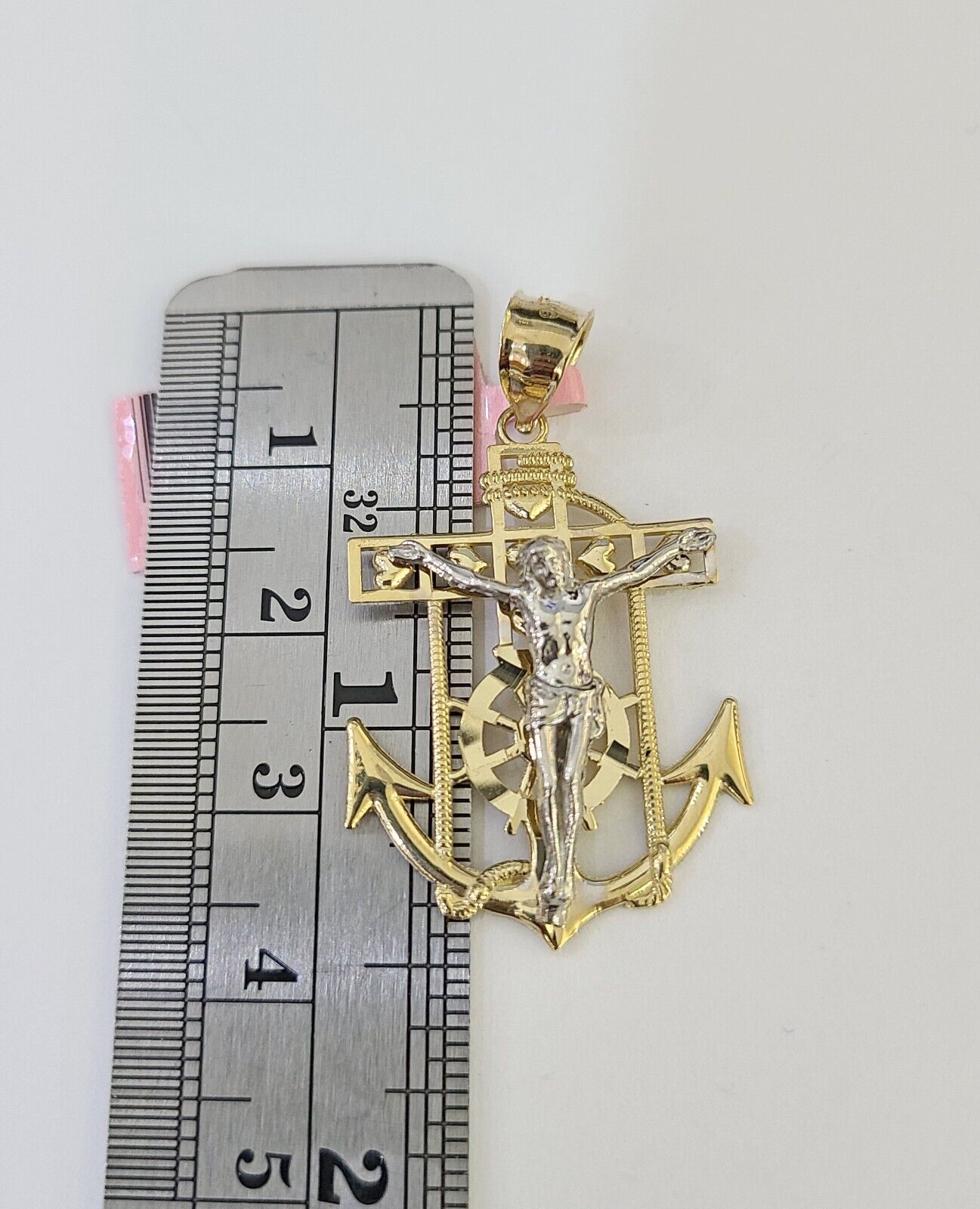 14k Solid Rope Chain Jesus Anchor Charm Set 4mm 18 - 28" Inch Necklace Yellow Gold - GoldenlinQ