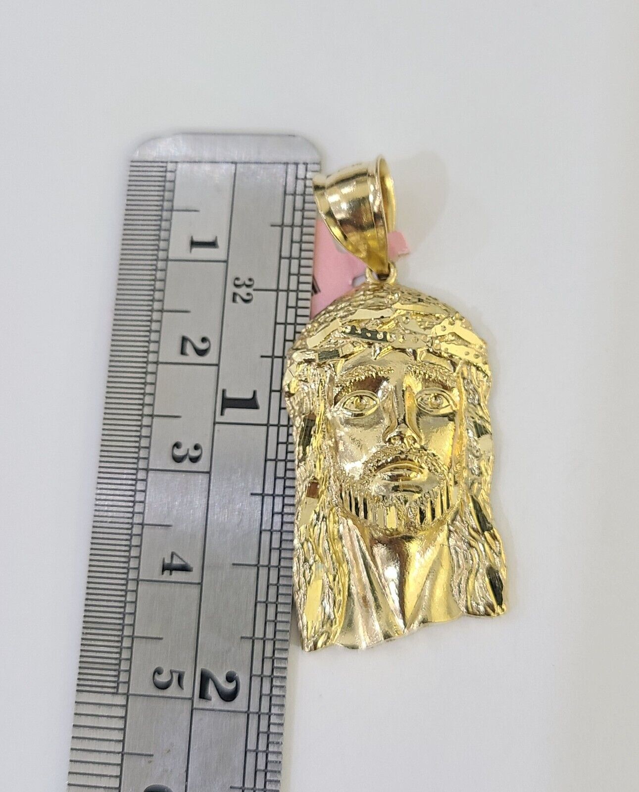 14k Solid Rope Chain Jesus Head Charm Set 4mm 18" - 28" Inch Necklace Yellow Gold - GoldenlinQ