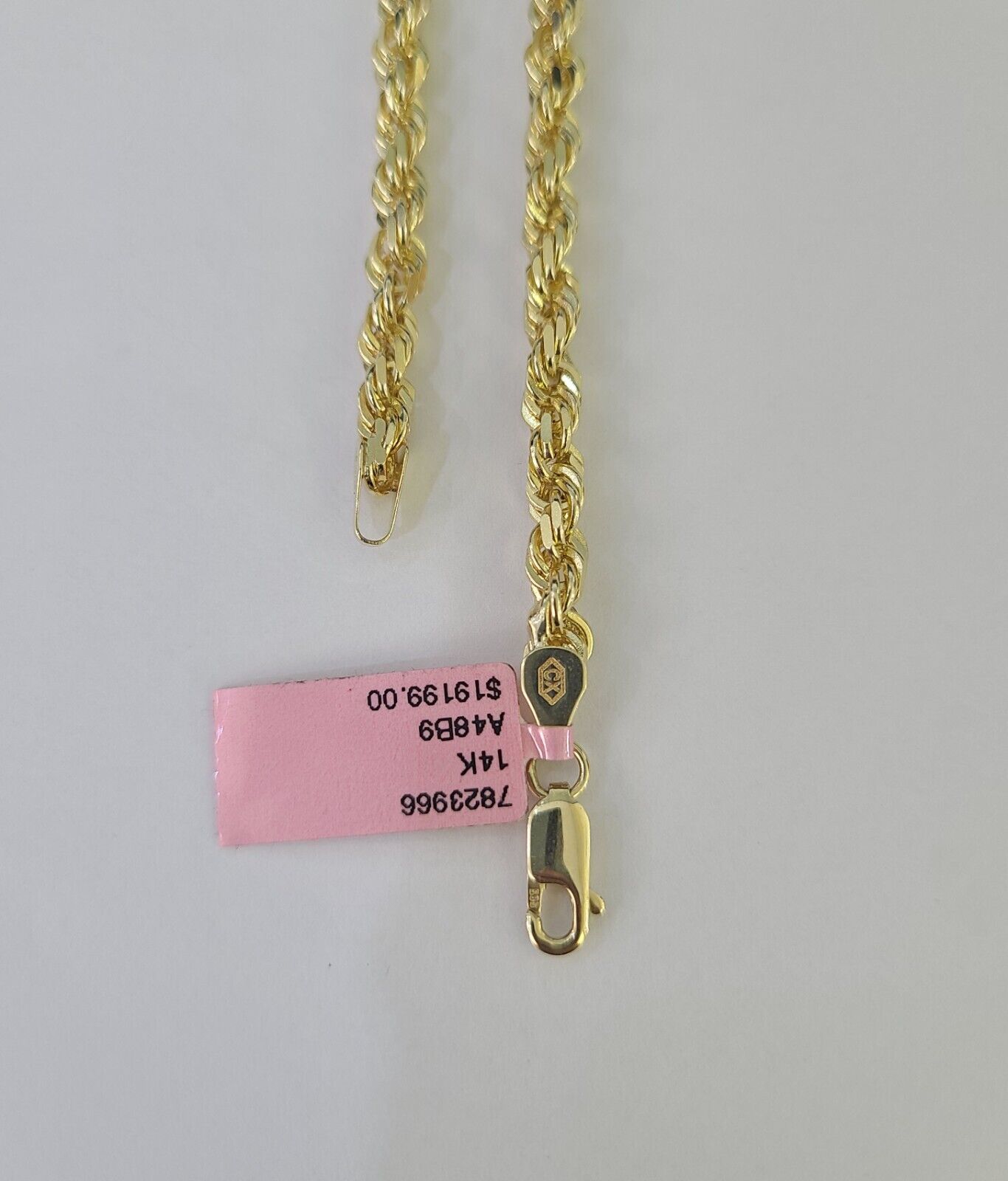 14k Solid Rope Chain Yellow Gold Necklace 4mm 5mm 18 - 26 Inches Real Men Women - GoldenlinQ