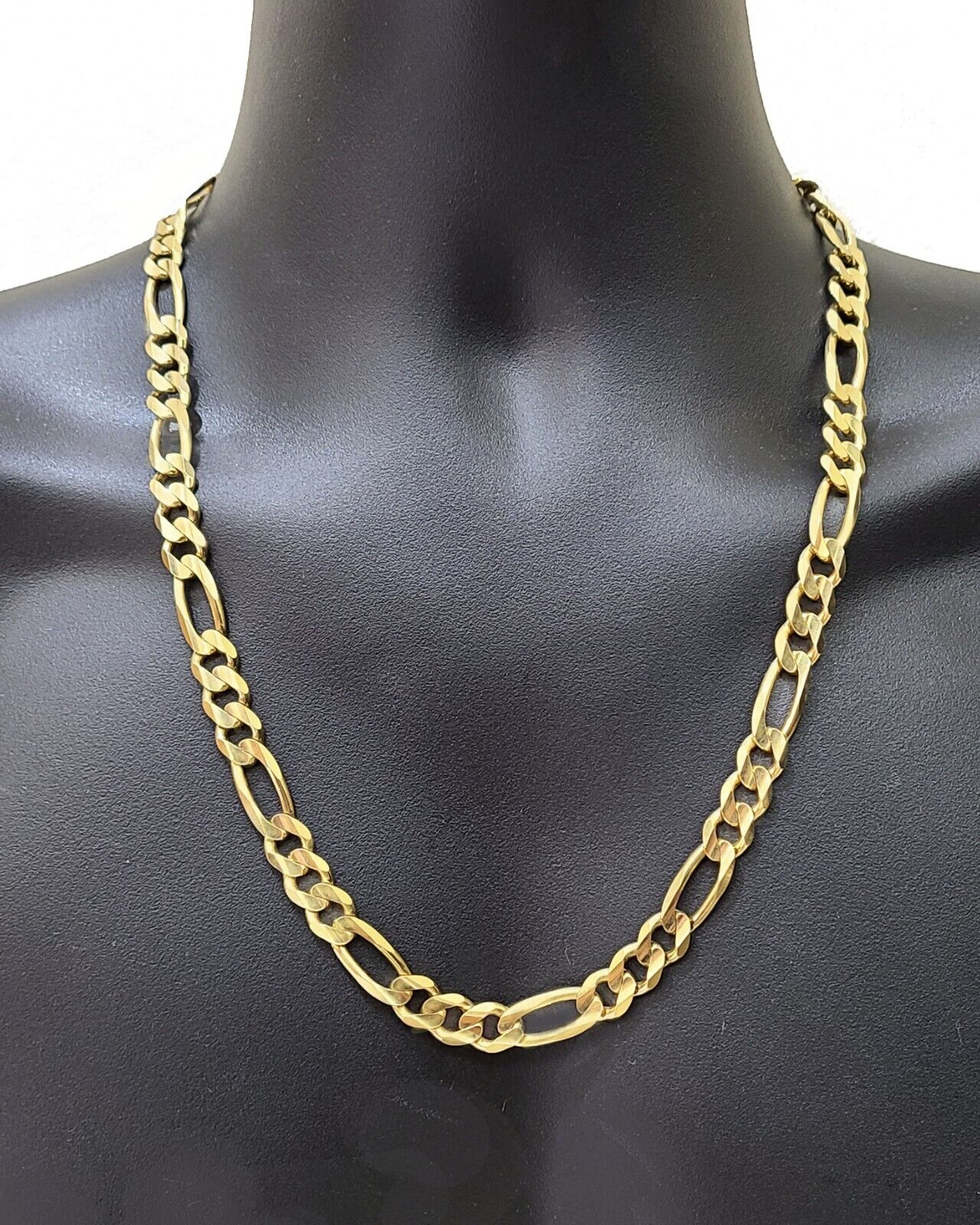 14k Solid Yellow Gold Figaro Chain 10mm 26'' inches Necklace Real 14kt - GoldenlinQ