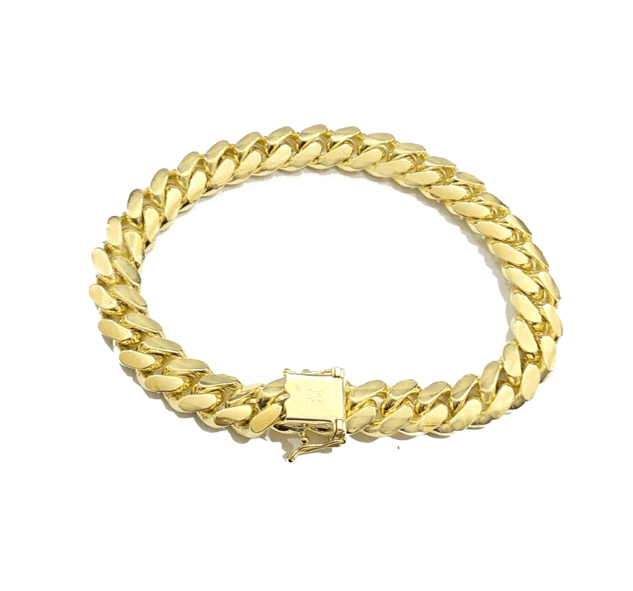 14k Solid Yellow Gold Miami Cuban Bracelet 10mm 9'' inch Real 14kt Unisex - GoldenlinQ