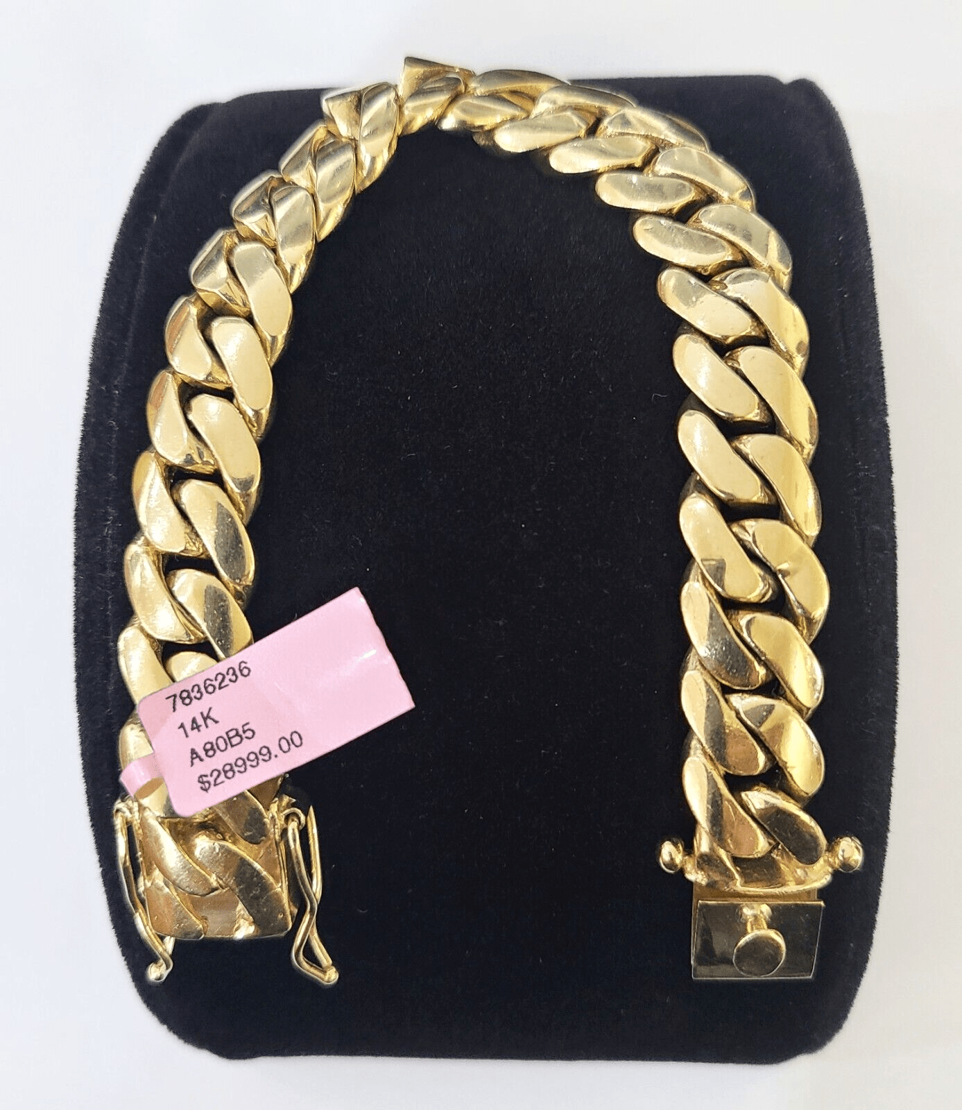 14K Solid Yellow Gold Miami Cuban Bracelet Box Clasp 7.5" Inch 12mm Link - GoldenlinQ