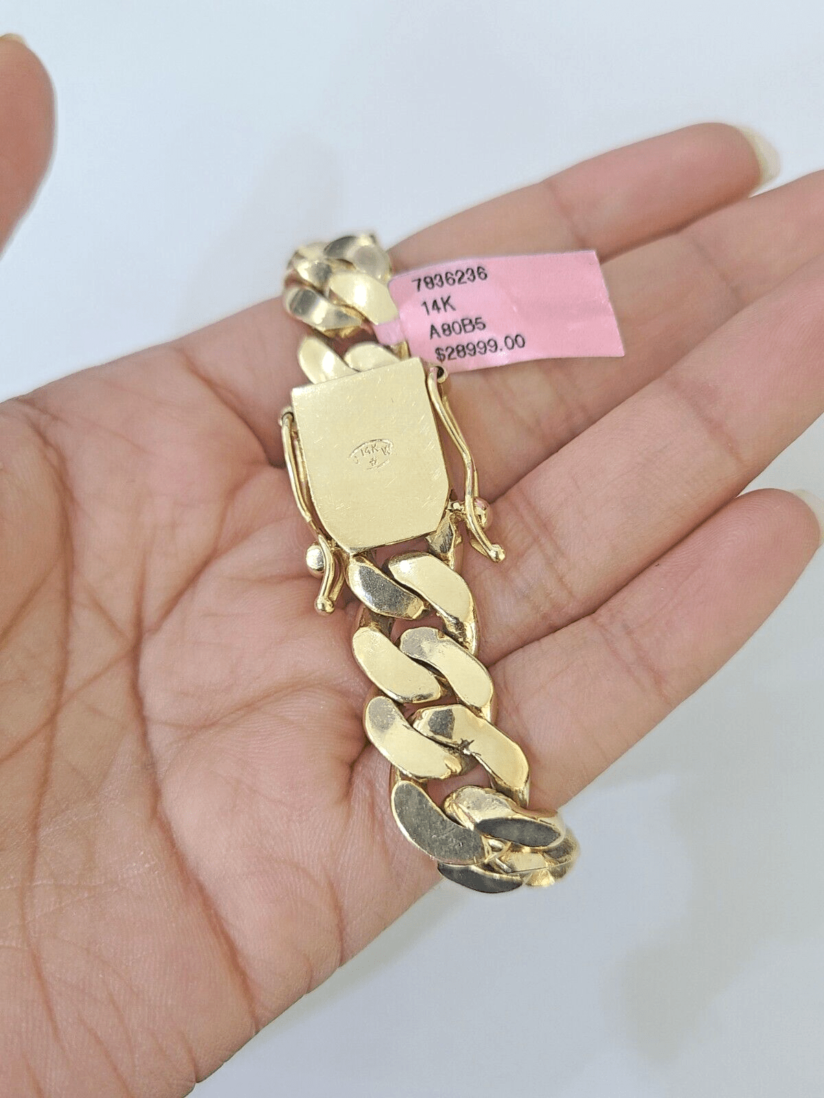 14K Solid Yellow Gold Miami Cuban Bracelet Box Clasp 7.5" Inch 12mm Link - GoldenlinQ