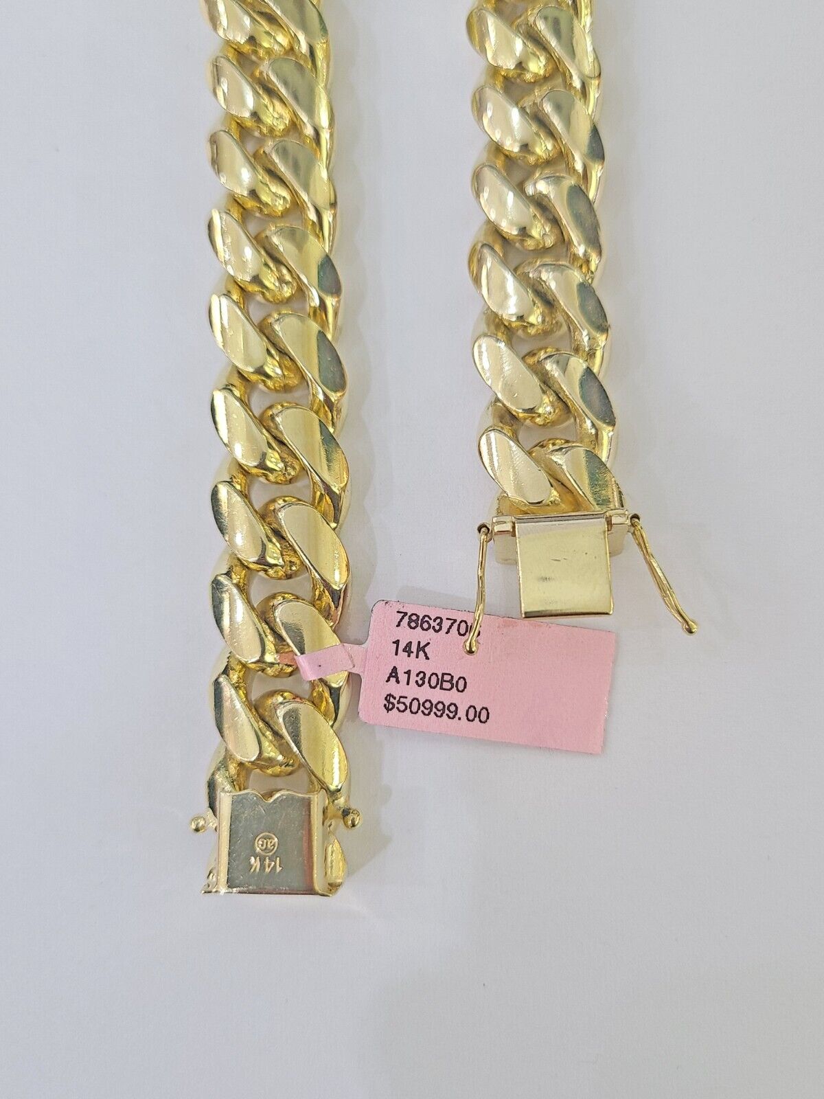 14K Solid Yellow Gold Miami Cuban Bracelet Box Clasp 9.5" Inch 13mm Link - GoldenlinQ