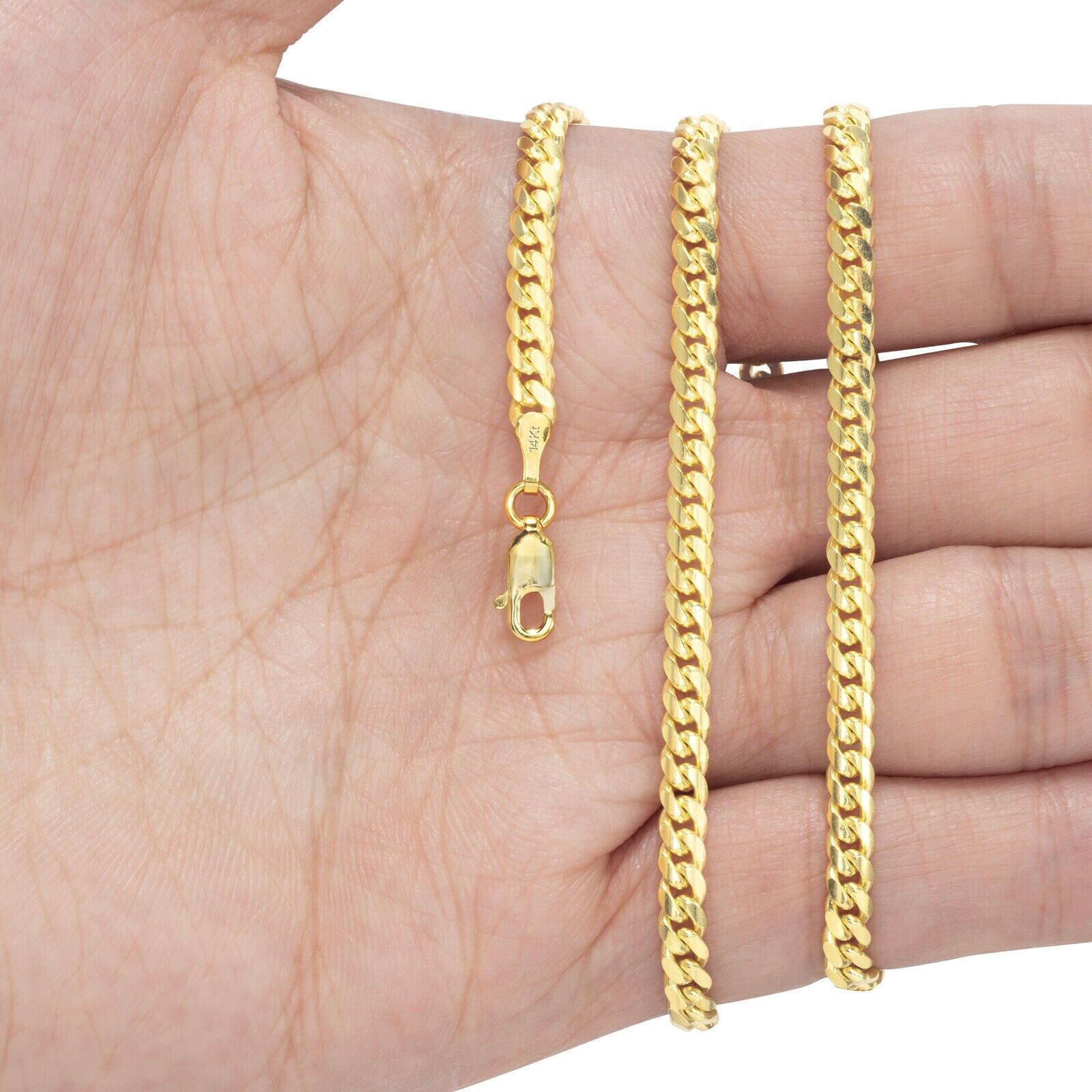 14k Solid Yellow Gold Miami Cuban Link Chain 5mm 20" Necklace 14kt Lobster Lock - GoldenlinQ