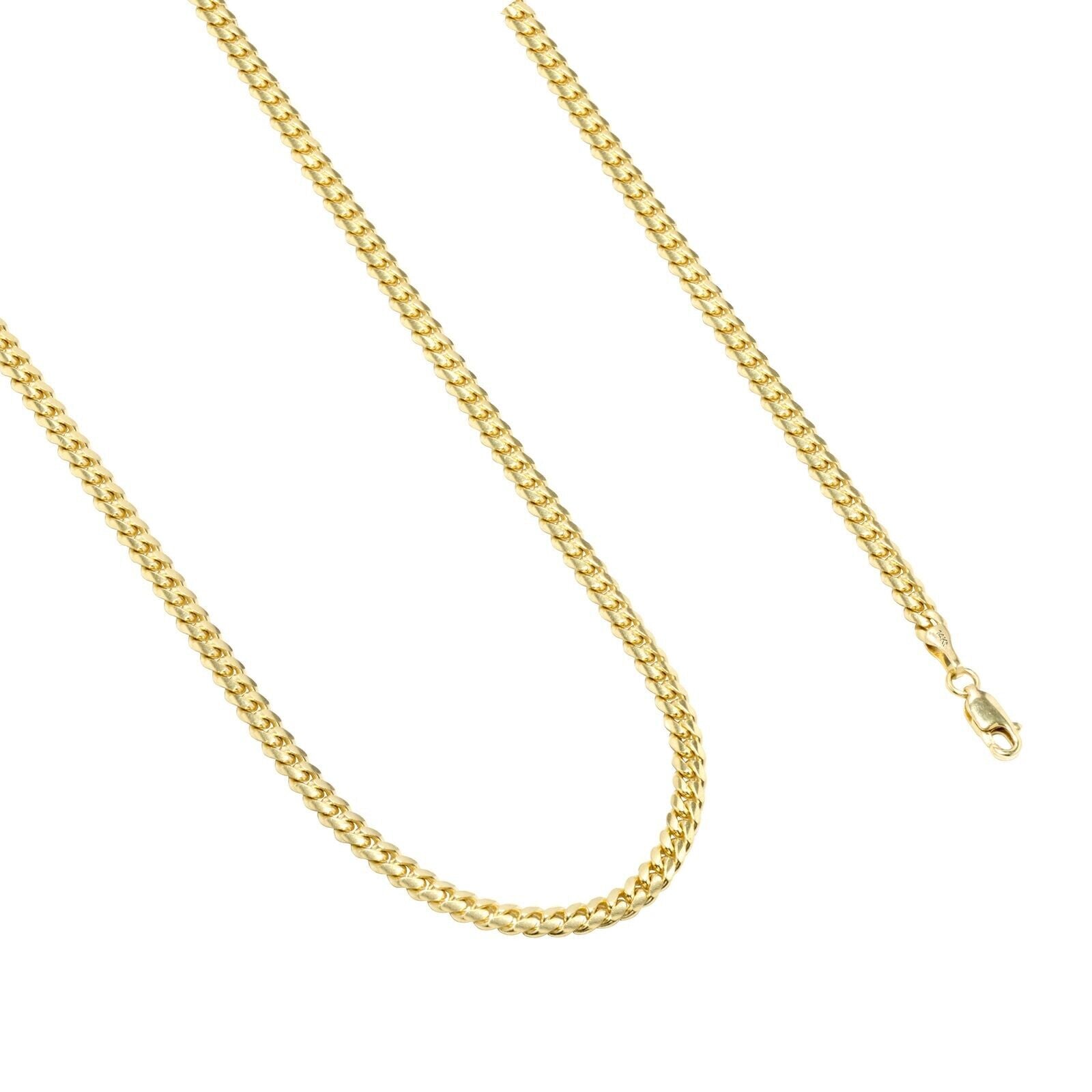 14k Solid Yellow Gold Miami Cuban Link Chain 5mm 24" Necklace 14kt Lobster Lock - GoldenLinQ