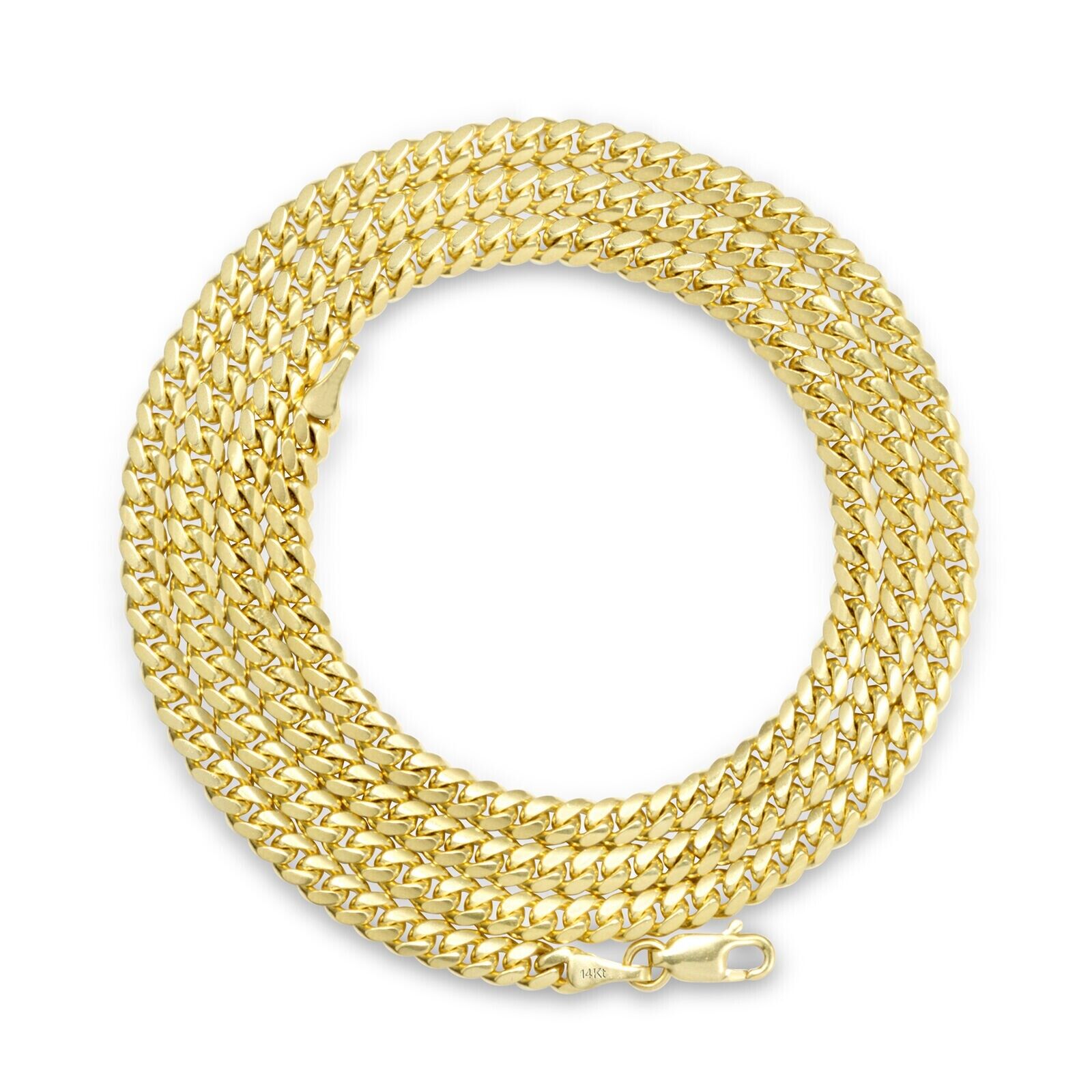 14k Solid Yellow Gold Miami Cuban Link Chain 5mm 28" Necklace 14kt Lobster Lock - GoldenlinQ