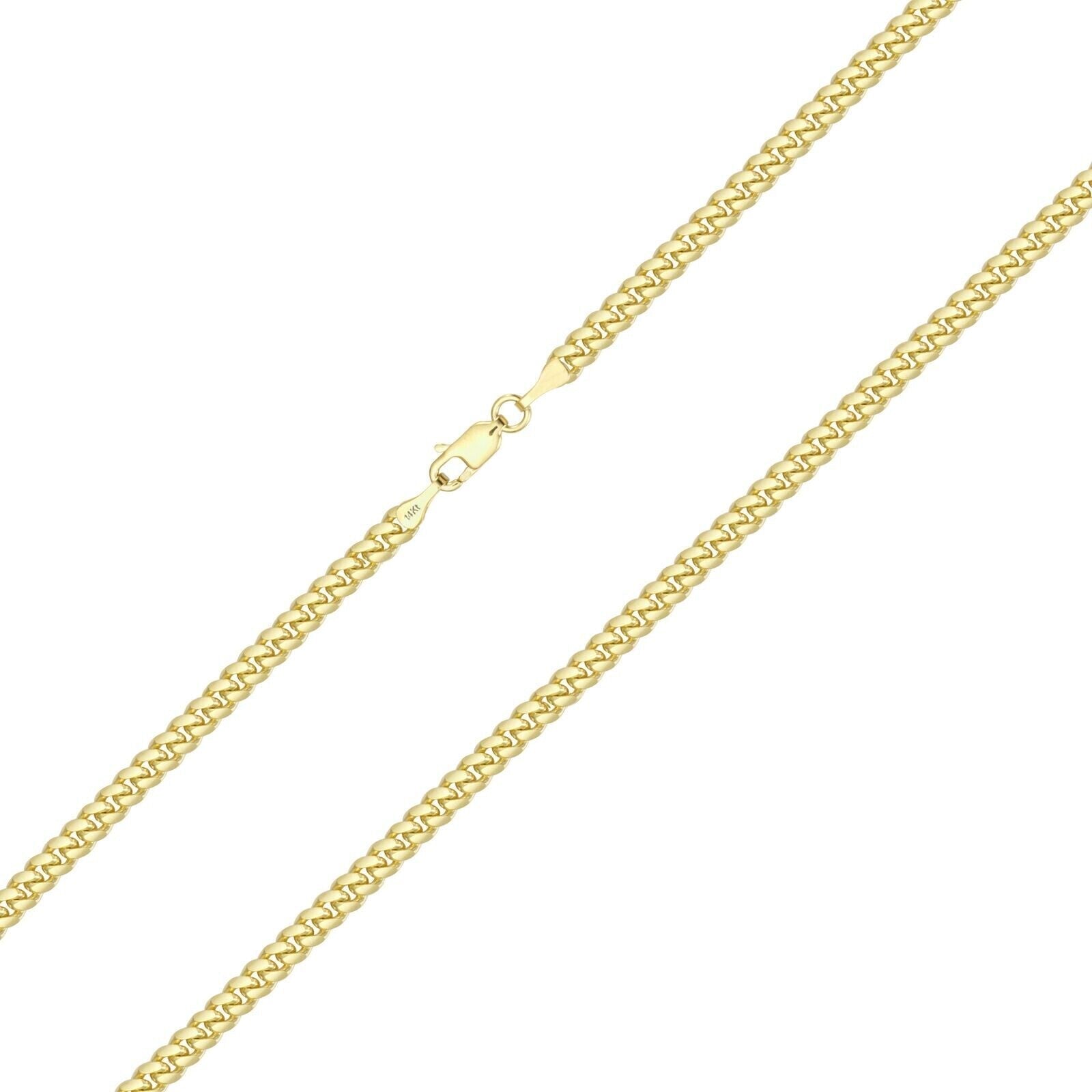 14k Solid Yellow Gold Miami Cuban Link Chain 5mm 28" Necklace 14kt Lobster Lock - GoldenlinQ
