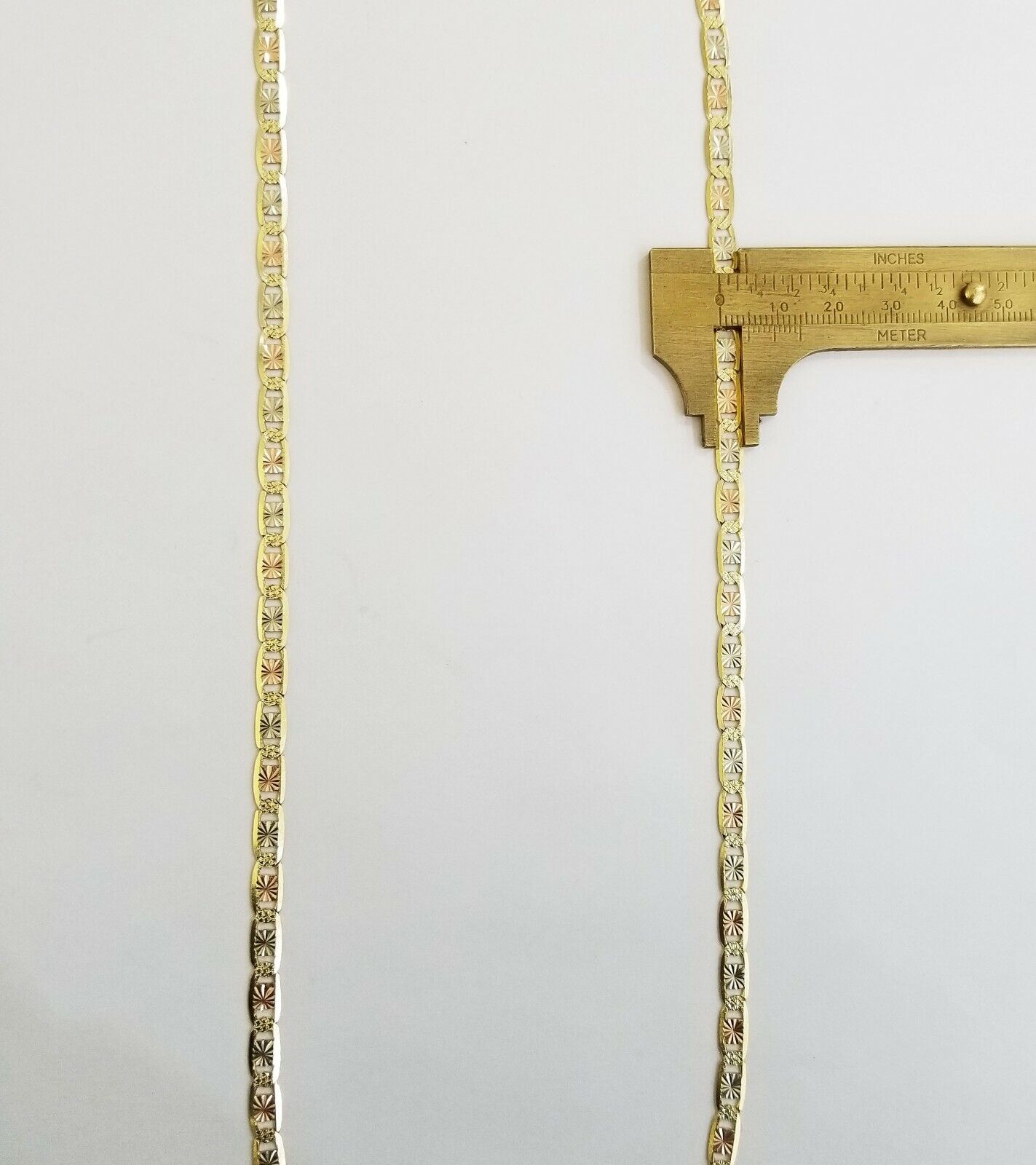 14k valentino Trio Gold Women's Link chain 26" necklace 5mm with Diamond Cut