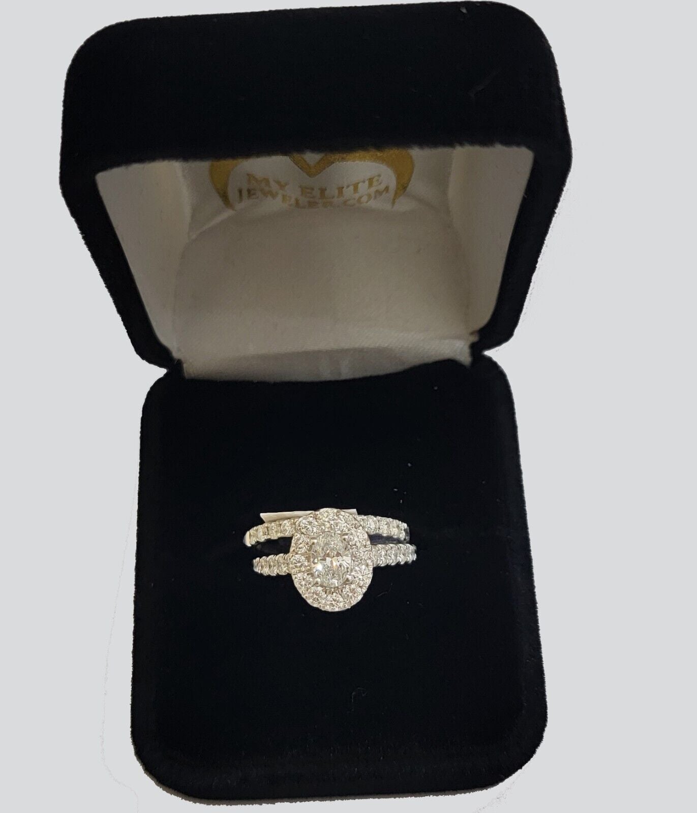 14k White Gold 2CT Diamond Ring Band Ladies Oval Solitaire Wedding Engagement - GoldenLinQ