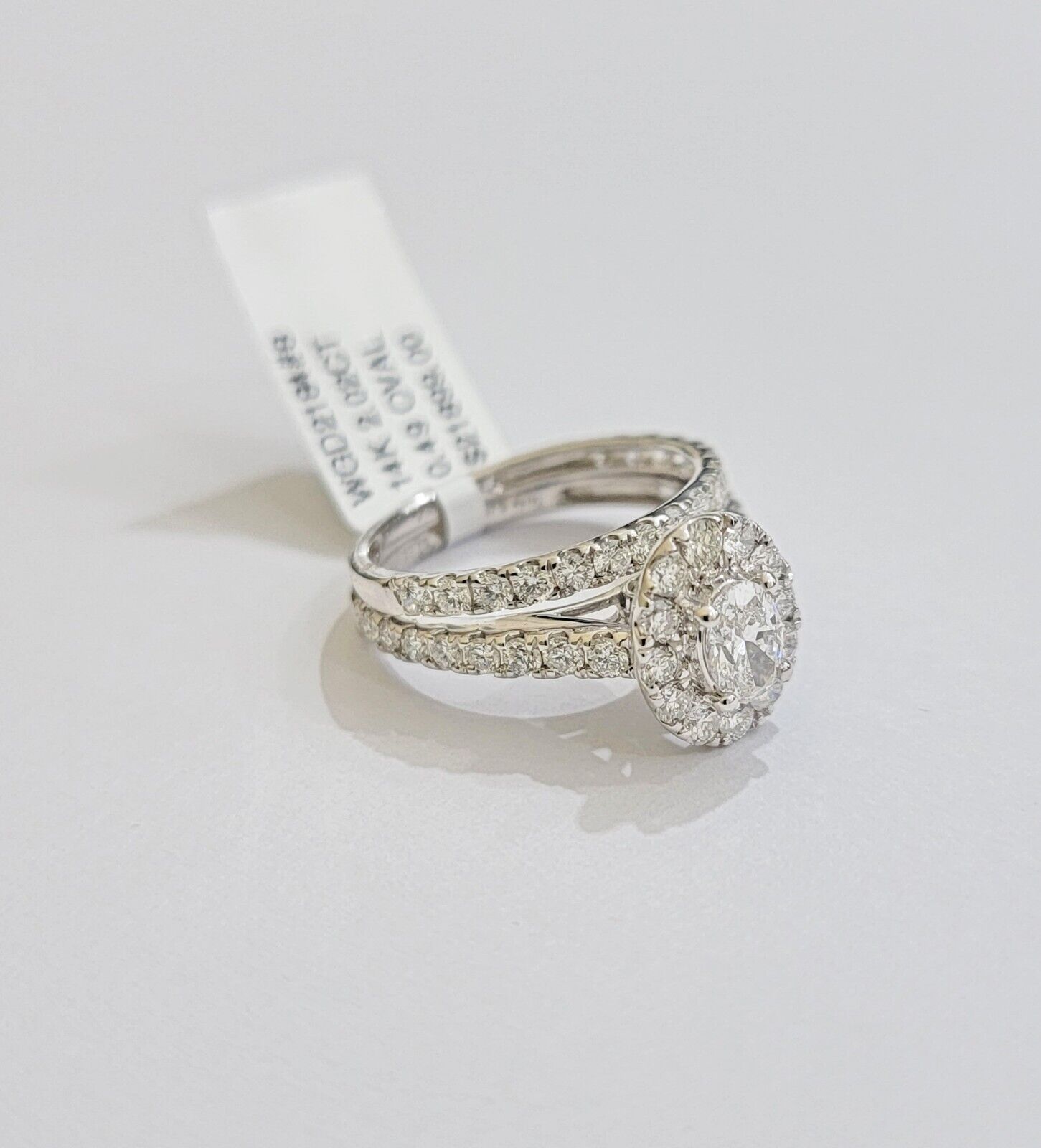 14k White Gold Diamond Ring & Band Ladies 2CT Oval Solitaire Wedding Engagement - GoldenLinQ