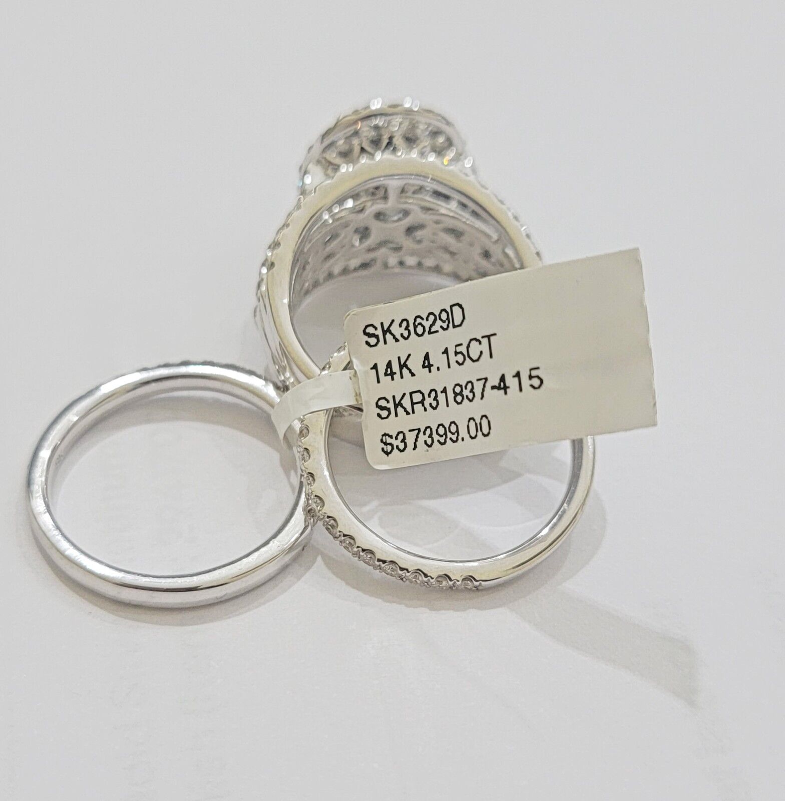 14k White Gold Diamond Ring & Band Ladies 4CTW Wedding Engagement Solid REAL - GoldenLinQ