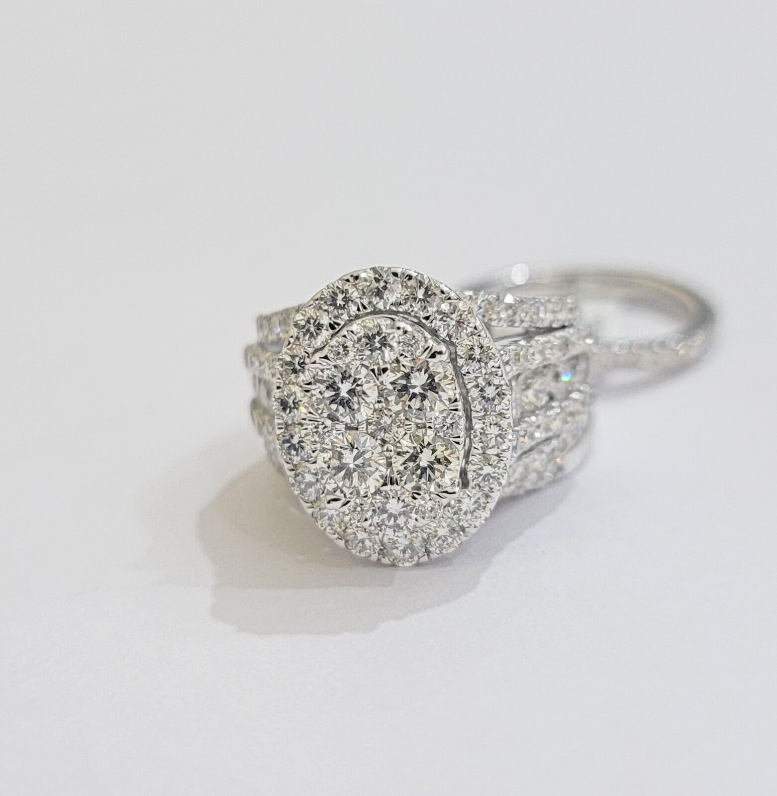 14k White Gold Diamond Ring & Band Ladies 4CTW Wedding Engagement Solid REAL - GoldenLinQ
