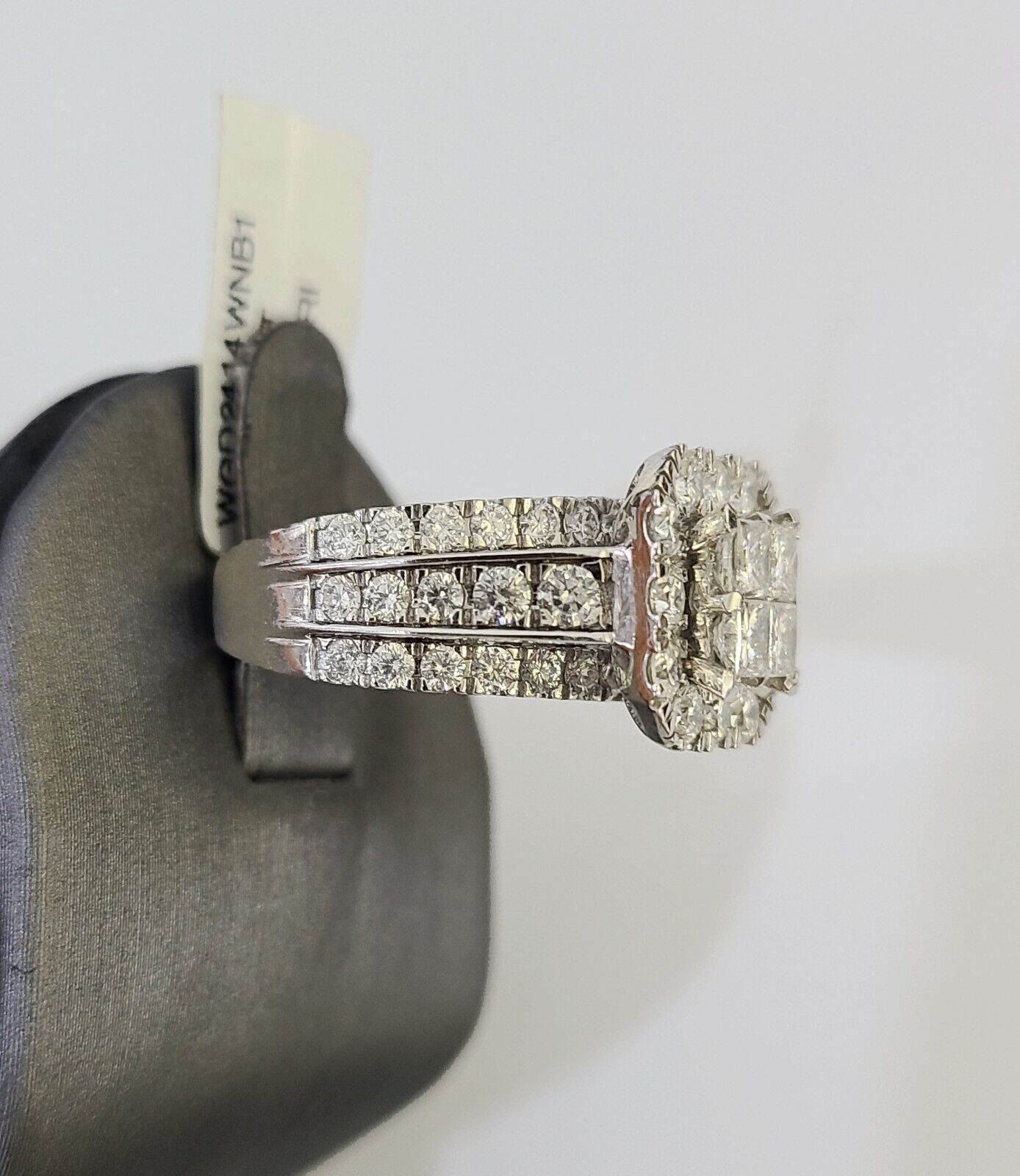 14k White Gold Diamond Ring Ladies Size 7 Engagement Weding Real Genuine - GoldenlinQ