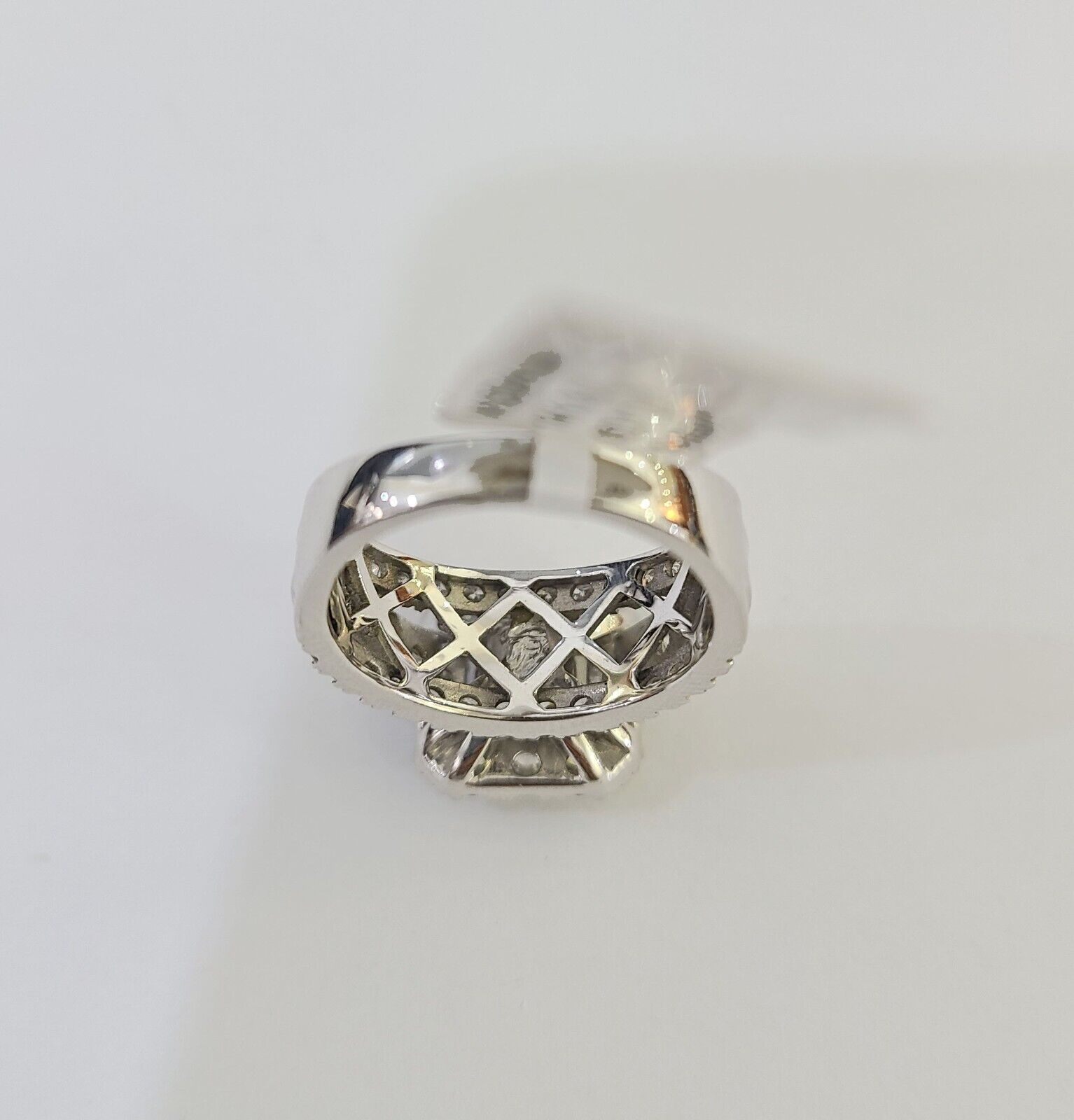 14k White Gold Diamond Ring Ladies Size 7 Engagement Weding Real Genuine - GoldenlinQ