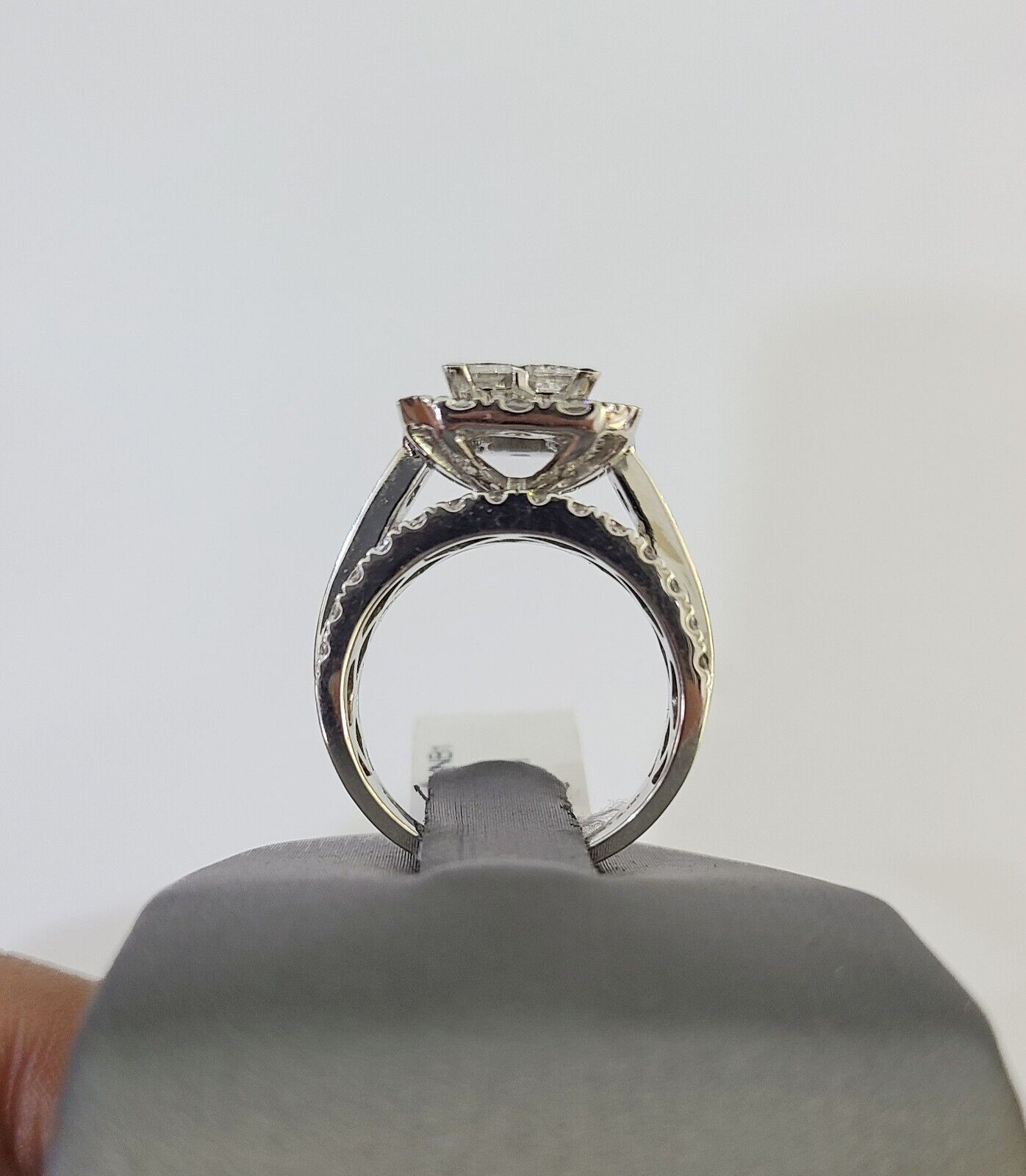 14k White Gold Diamond Ring Ladies Size 7 Engagement Weding Real Genuine - GoldenlinQ