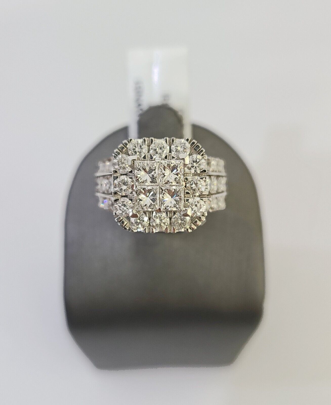 14k White Gold Diamond Ring Ladies Size 7 Engagement Weding Real Genuine - GoldenlinQ