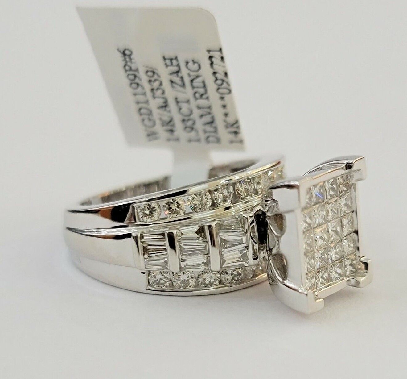 14k white Gold Natural Diamond Ladies Ring 2CT Diamond Real Women Ring Band REAL - GoldenlinQ