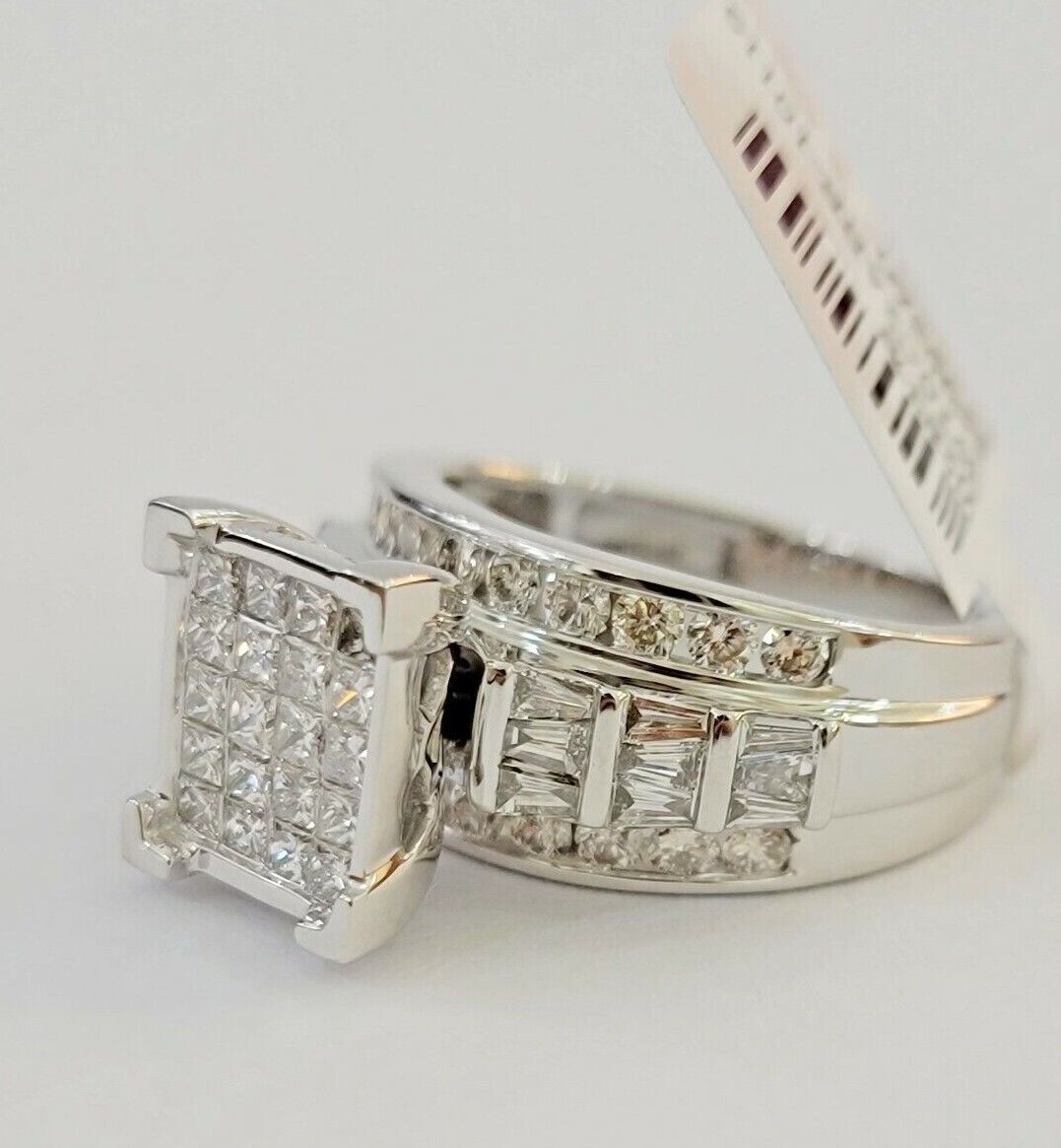 14k white Gold Natural Diamond Ladies Ring 2CT Diamond Real Women Ring Band REAL - GoldenlinQ