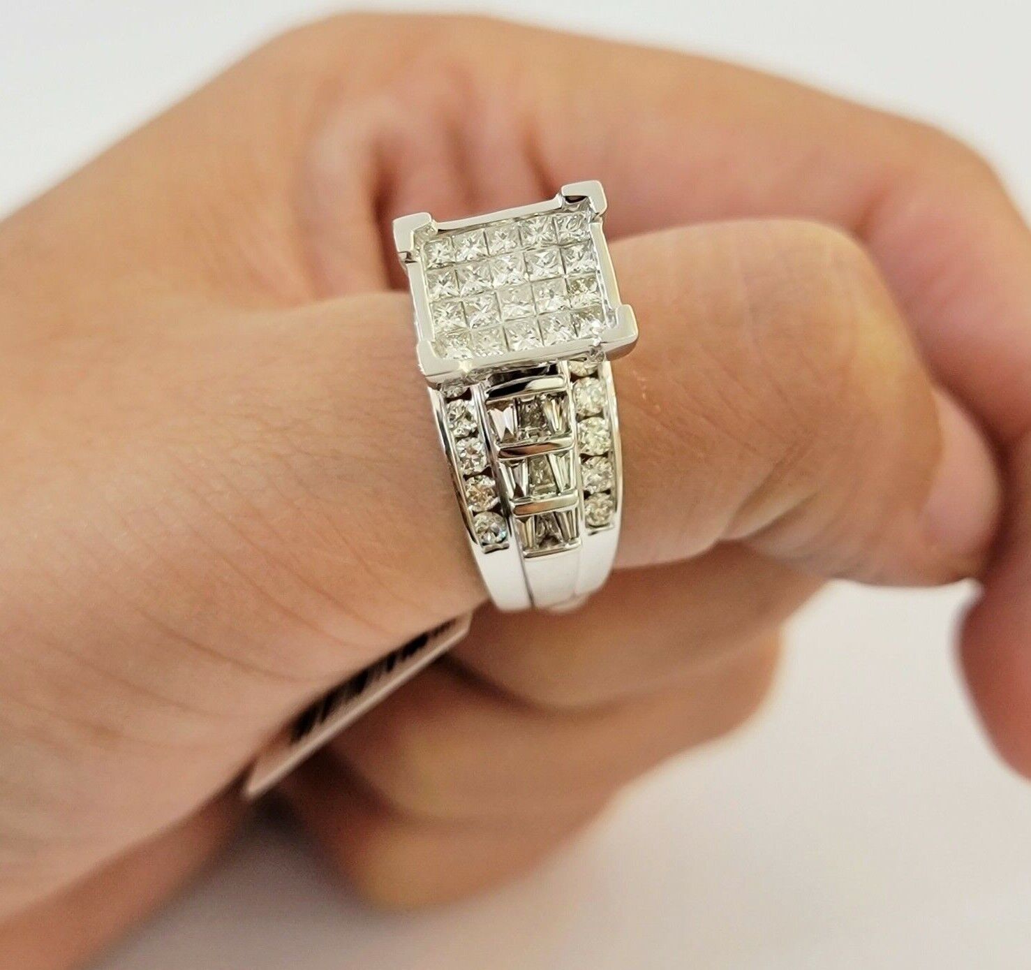 14k white Gold Natural Diamond Ladies Ring 2CT Diamond Real Women Ring Band REAL - GoldenlinQ