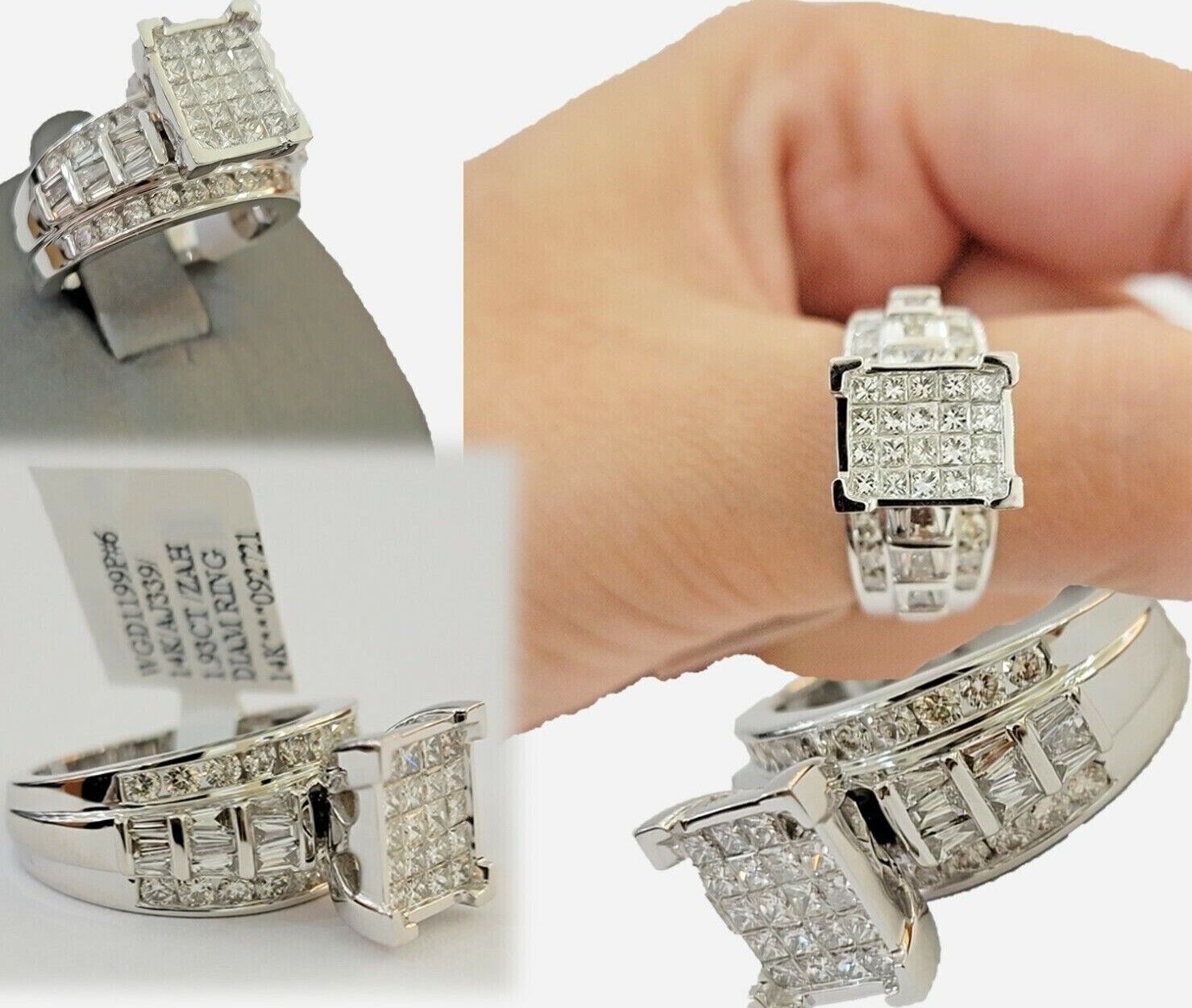 14k white Gold Natural Diamond Ladies Ring 2CT Diamond Real Women Ring Band REAL - GoldenlinQ