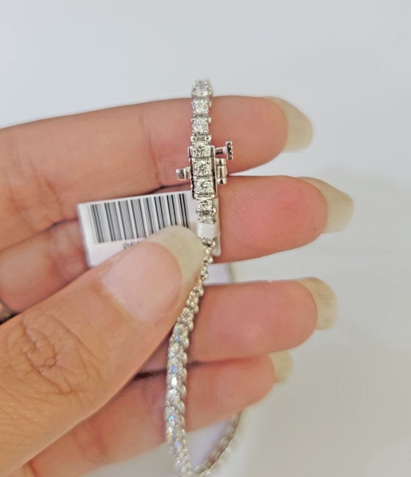 14k White Gold Tennis Bracelet Lab Created Diamond 2.99Ct Box Clasp Real Women - GoldenlinQ