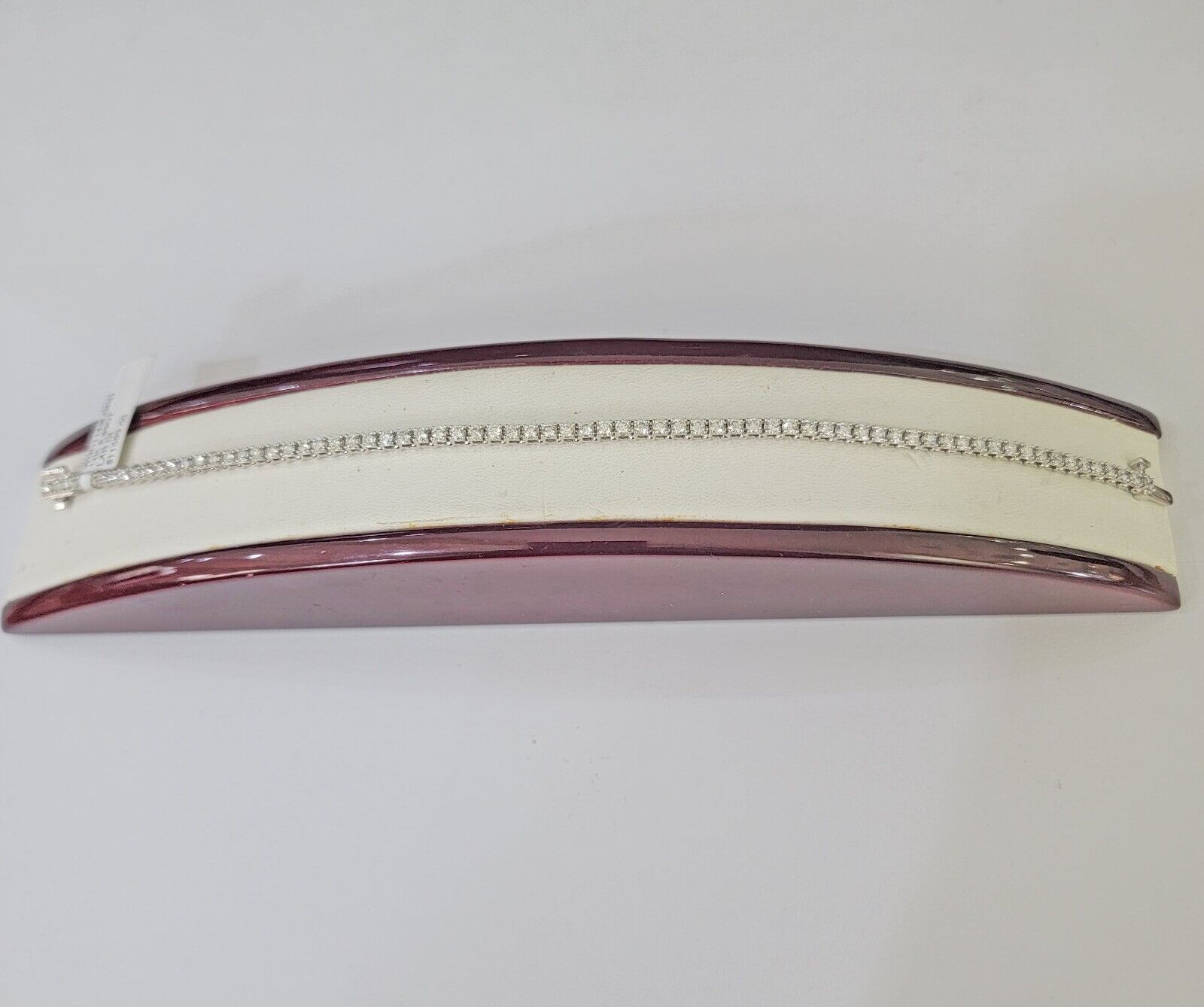 14k White Gold Tennis Bracelet Lab Created Diamond 2.99Ct Box Clasp Real Women - GoldenlinQ