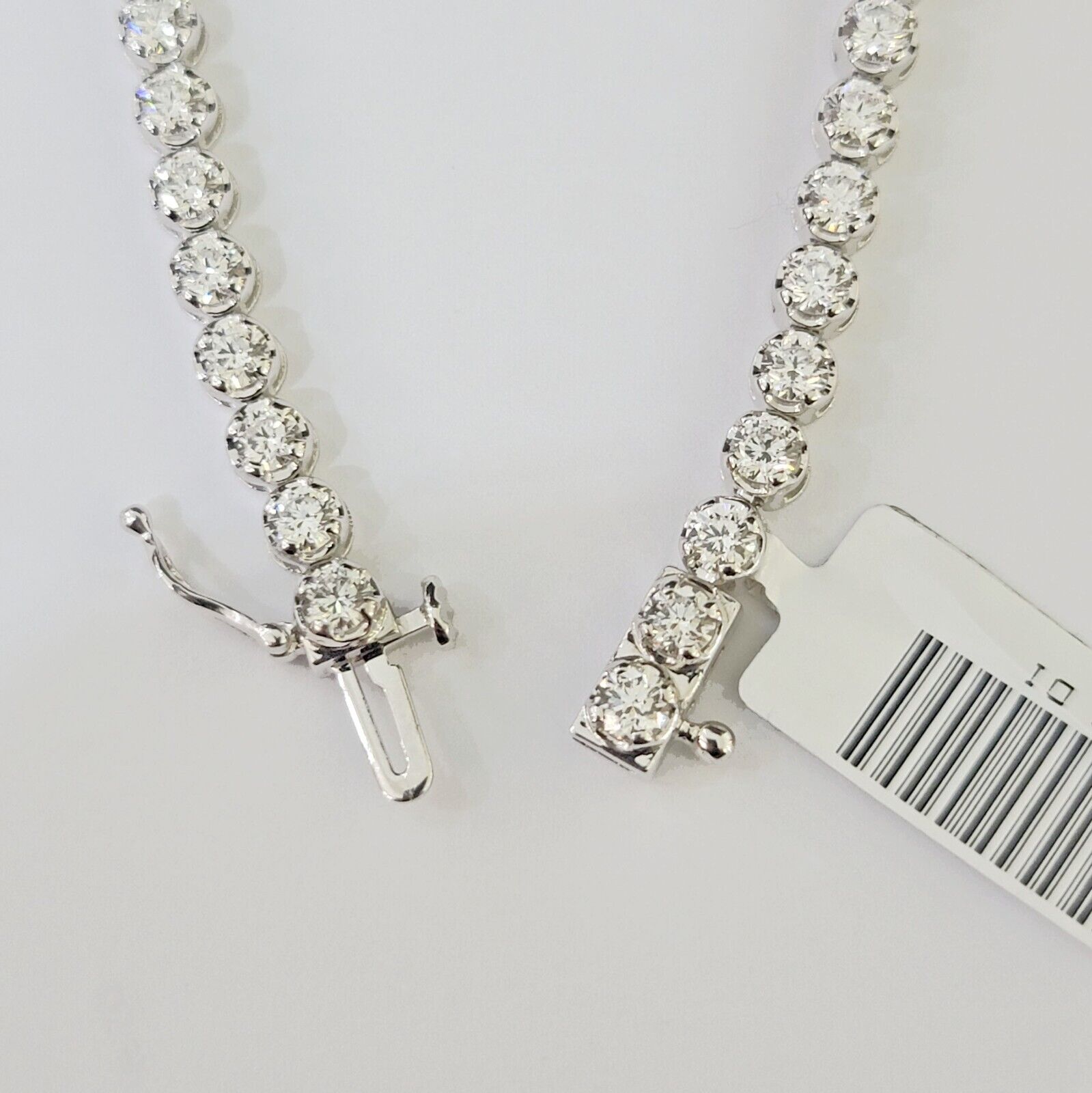 14k White Gold Tennis Bracelet Lab Created Diamond 5.00Ct Box Clasp Real Women - GoldenlinQ