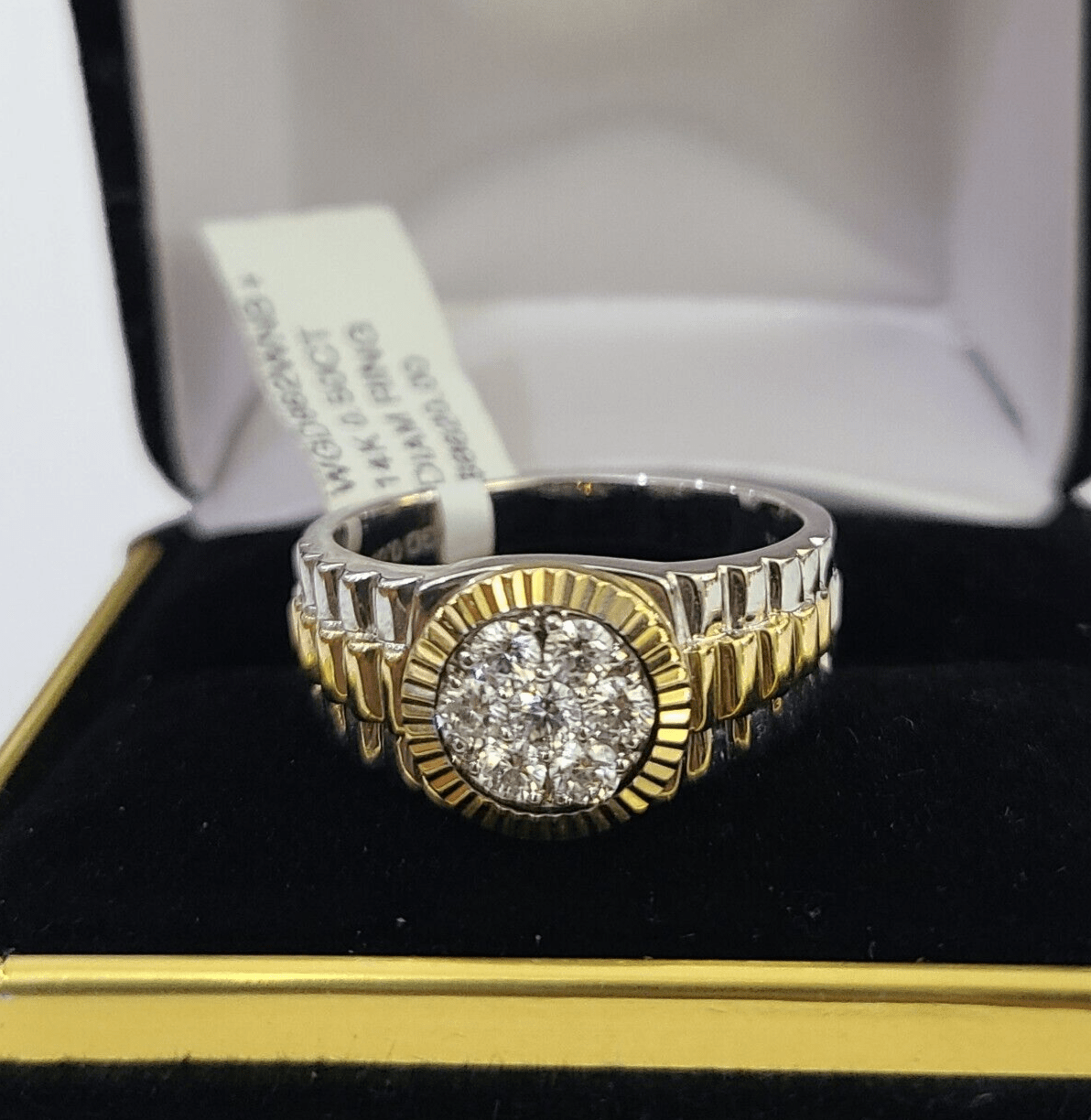 14k White Yellow Gold Diamond Mens Ring Band Wedding Genuine Natural Real - GoldenlinQ