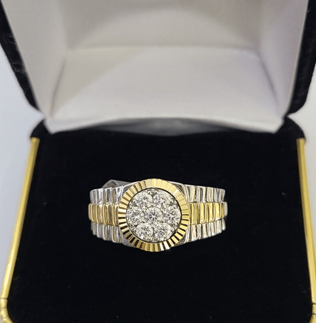 14k White Yellow Gold Diamond Mens Ring Band Wedding Genuine Natural Real - GoldenlinQ