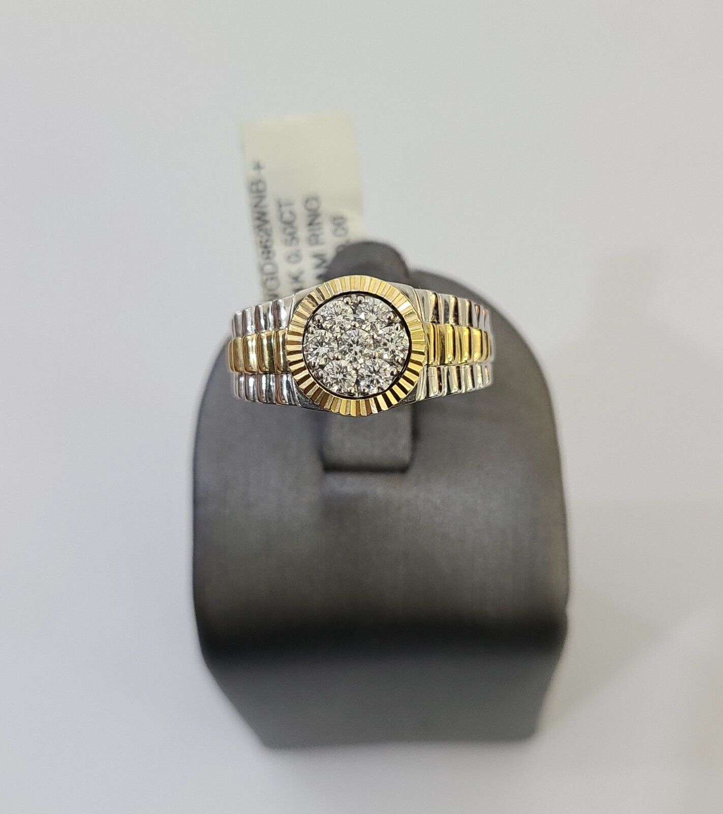 14k White Yellow Gold Diamond Mens Ring Band Wedding Genuine Natural Real - GoldenlinQ