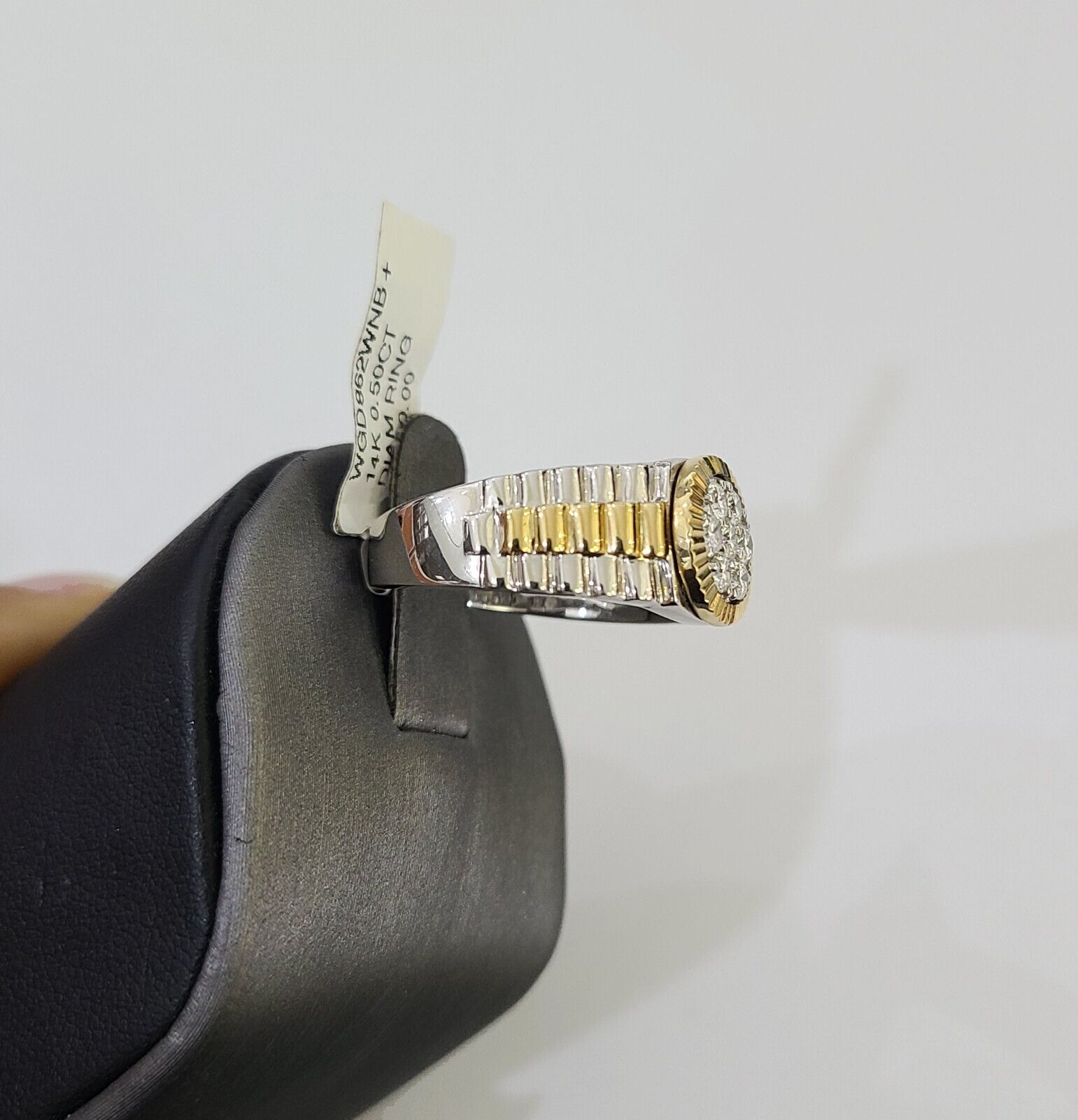 14k White Yellow Gold Diamond Mens Ring Band Wedding Genuine Natural Real - GoldenlinQ