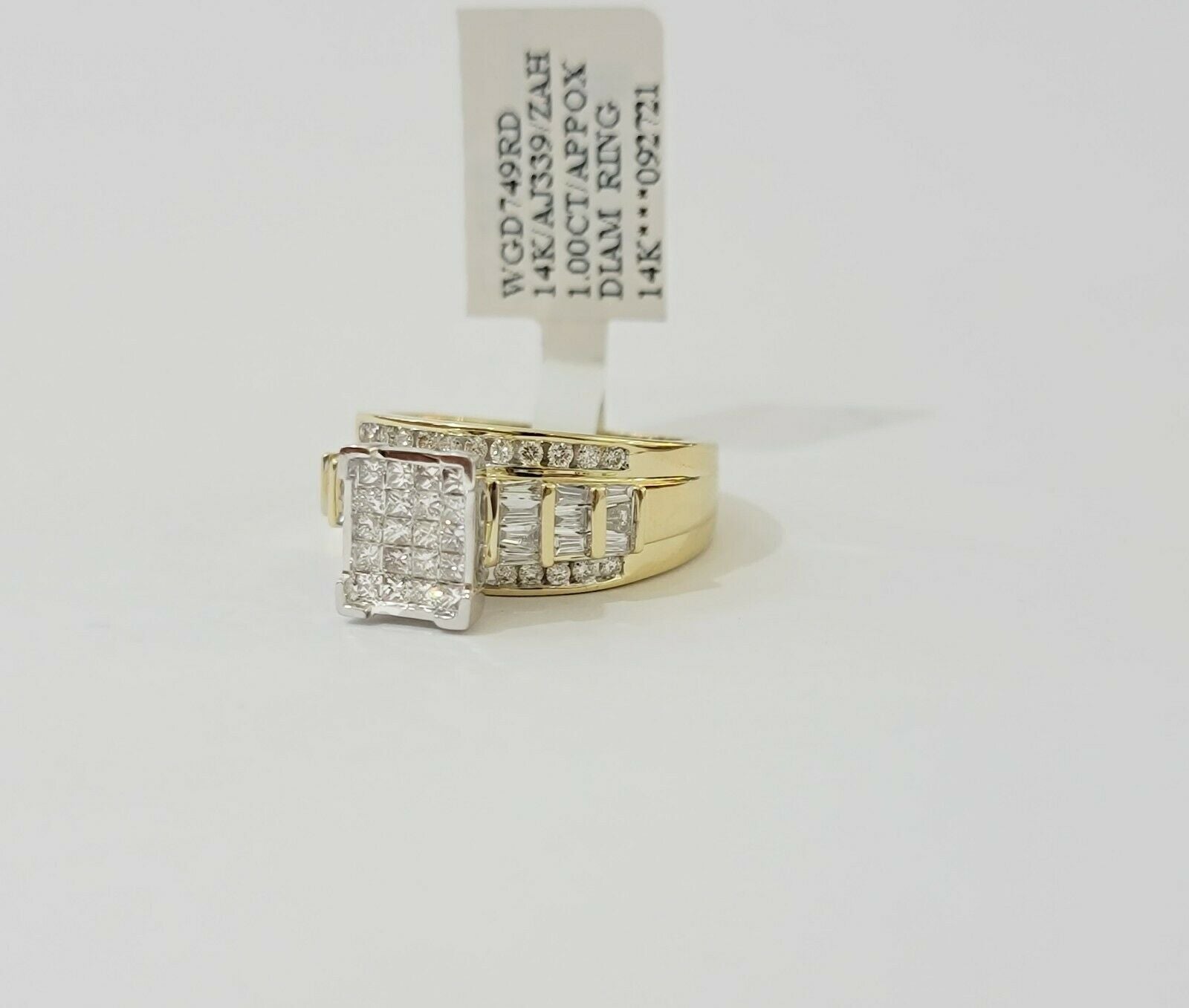 14k Yellow Gold 1CT Diamond Ladies Ring Princess Cut Baguette Round Diamd, Women - GoldenlinQ