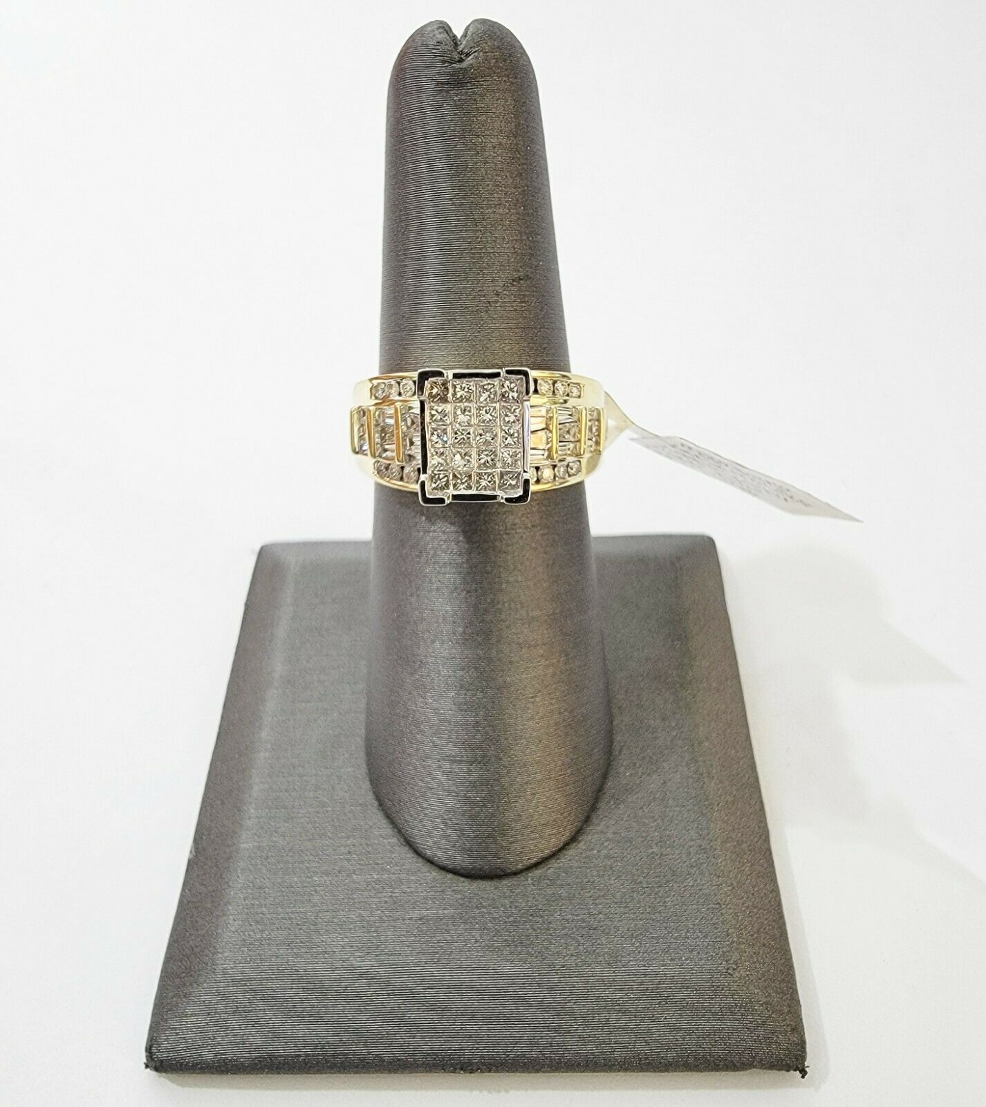 14k Yellow Gold 1CT Diamond Ladies Ring Princess Cut Baguette Round Diamd, Women - GoldenlinQ