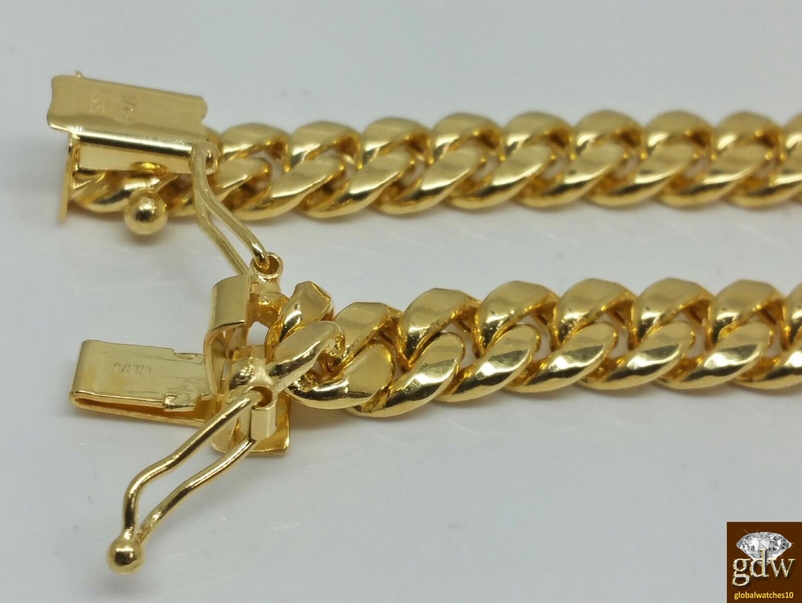 14K Yellow Gold 7mm Men BOX LOCK Chain 22" Miami Cuban