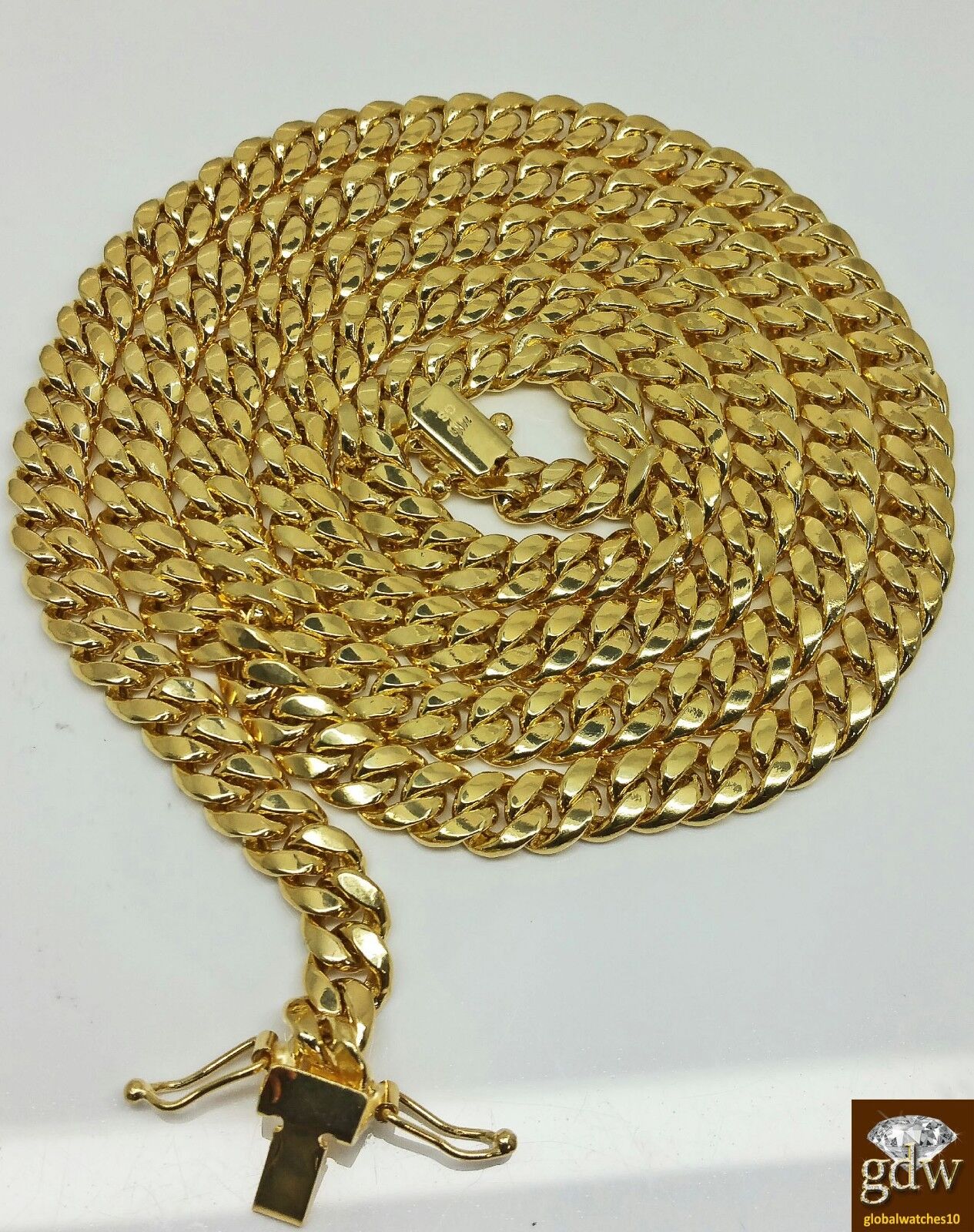 14K Yellow Gold 7mm Men BOX LOCK Chain 22" Miami Cuban