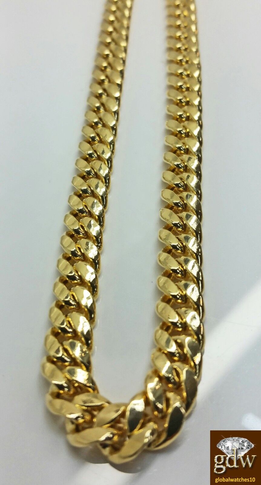 14K Yellow Gold 7mm Men BOX LOCK Chain 22" Miami Cuban