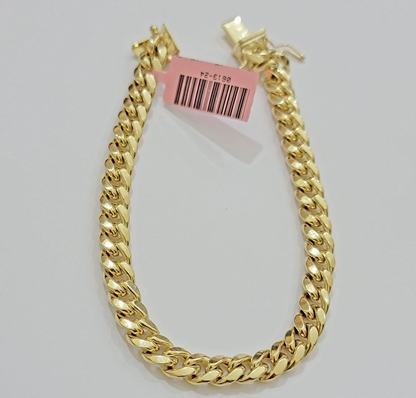 14k Yellow Gold Bracelet 8 Inch 7mm Miami Cuban Link With Box Lock REAL 14KT - GoldenlinQ