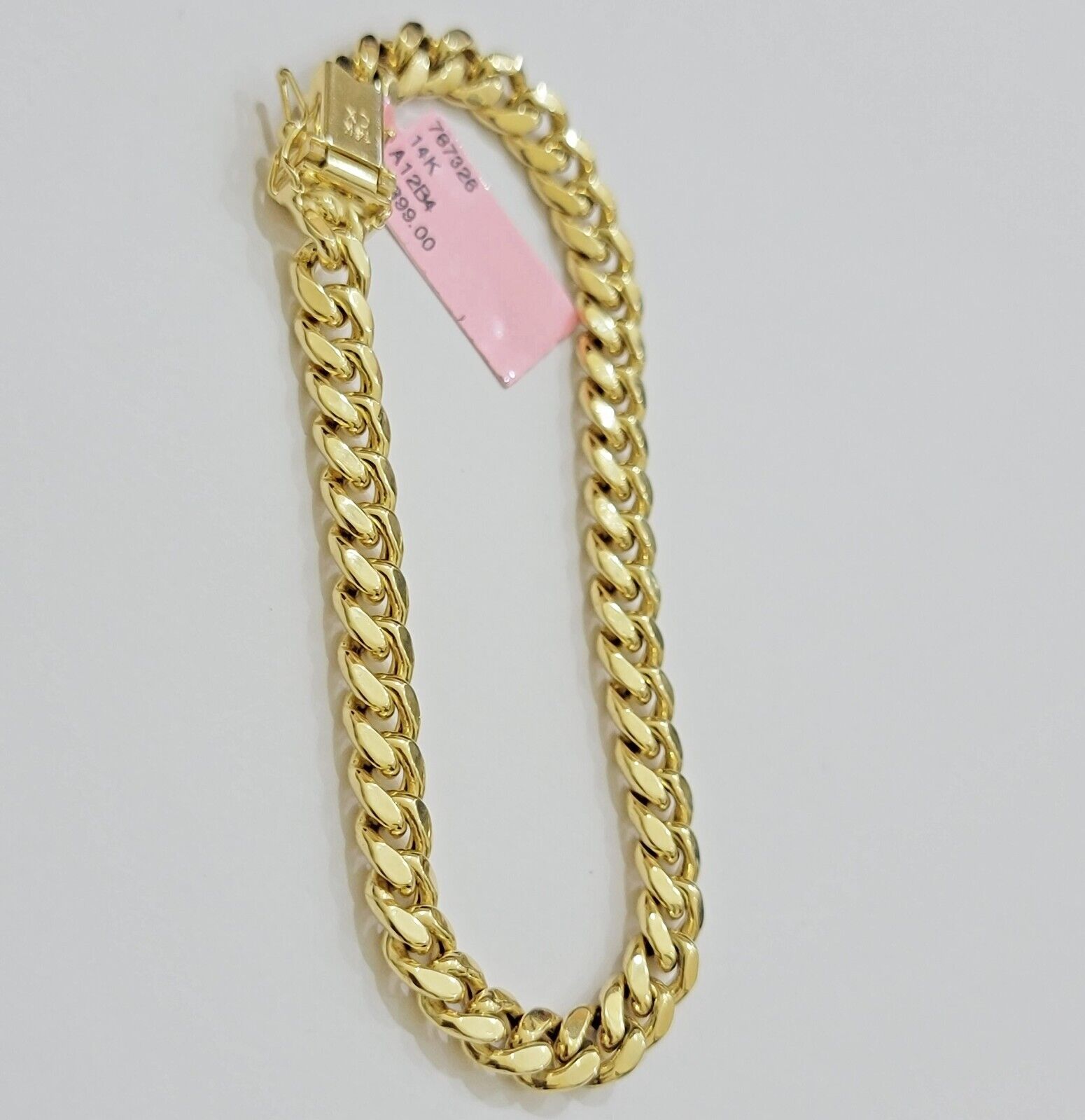 14k Yellow Gold Bracelet 8 Inch 7mm Miami Cuban Link With Box Lock REAL 14KT - GoldenlinQ