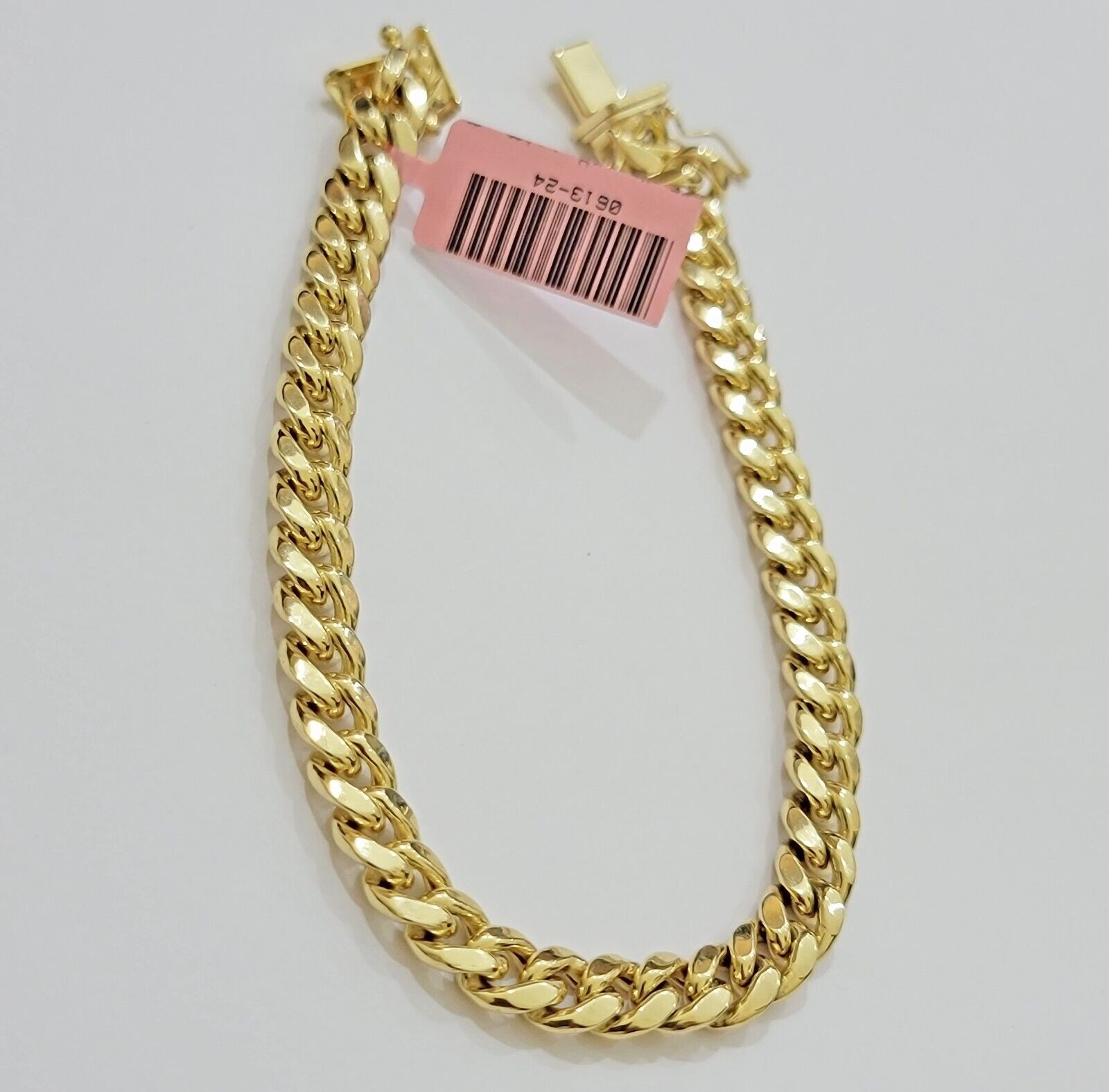 14k Yellow Gold Bracelet 8 Inch 7mm Miami Cuban Link With Box Lock REAL 14KT - GoldenlinQ