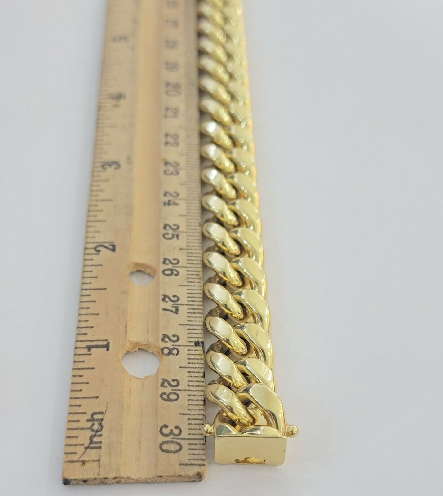 14k Yellow Gold Bracelet Mens Miami Cuban Link 13mm 8.5 Inch Box Clasp REAL - GoldenLinQ