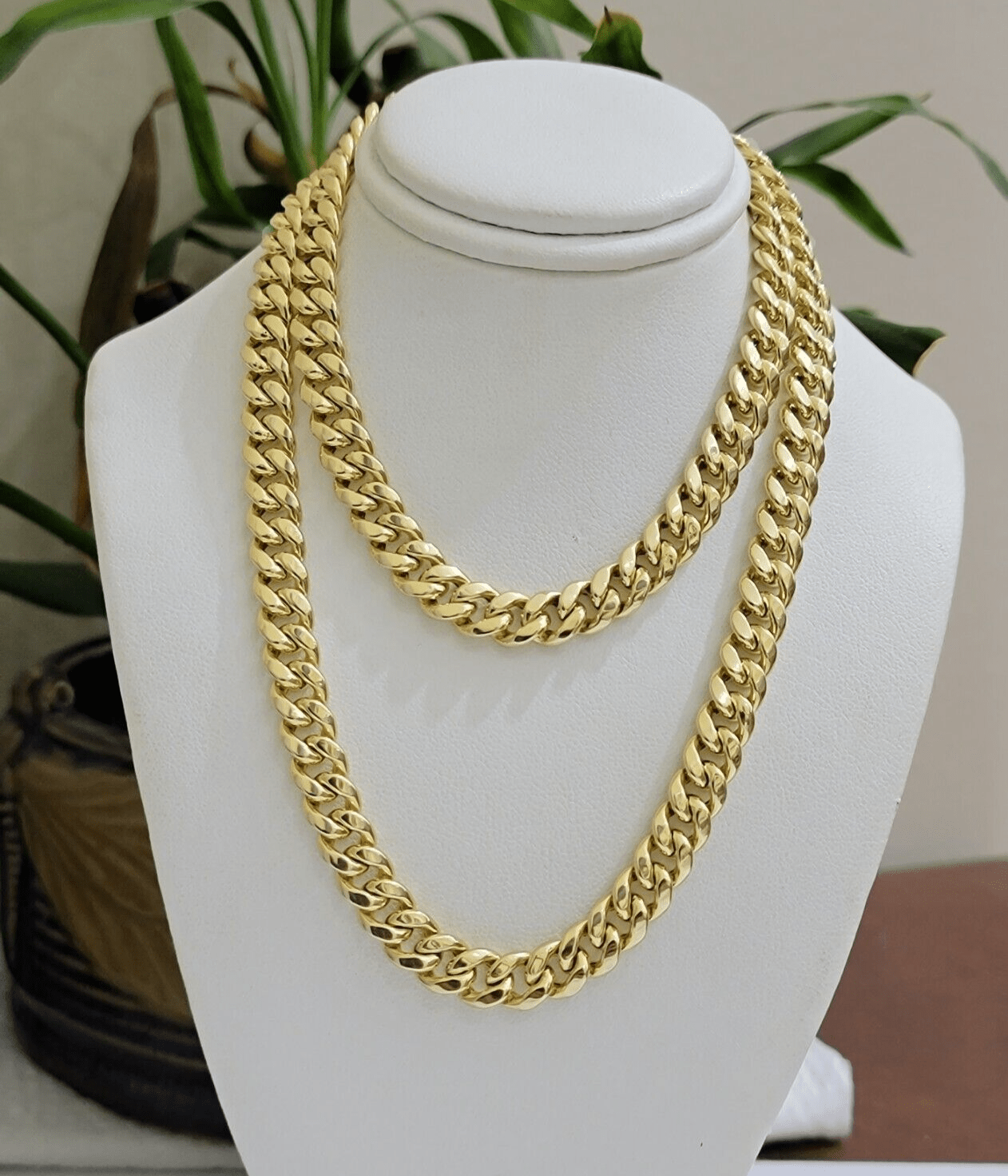 14k Yellow Gold Chain 22 Inch 8mm Miami Cuban Link Men Women Necklace REAL 14KT - GoldenlinQ