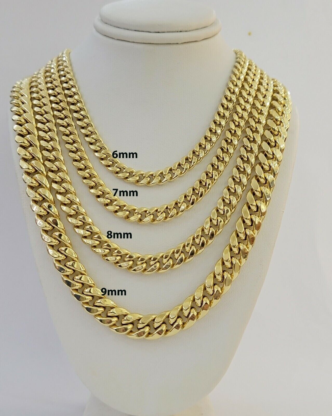 14k Yellow Gold Chain 22 Inch 8mm Miami Cuban Link Men Women Necklace REAL 14KT - GoldenlinQ