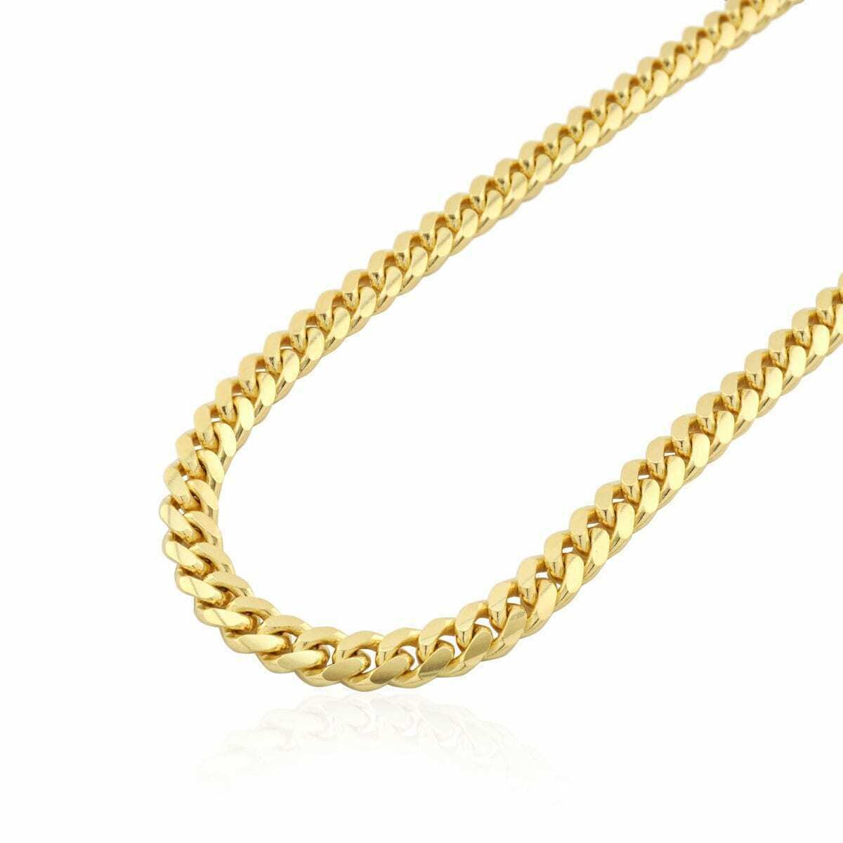 14k Yellow Gold Chain Necklace 7mm Miami Cuban Link 18" - 30" For Men's REAL 14KT - GoldenLinQ