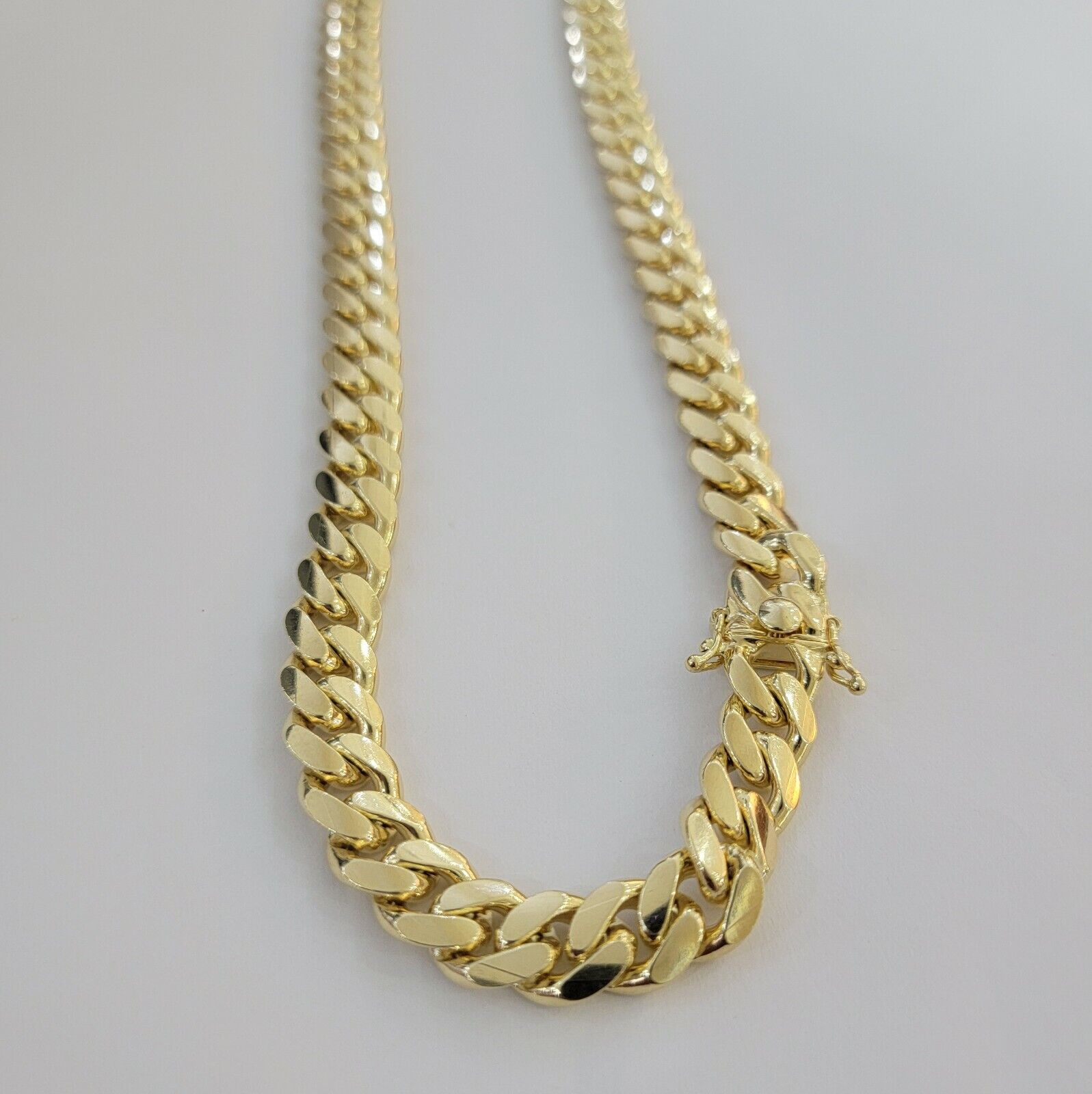 14k Yellow Gold Chain Necklace 7mm Solid Miami Cuban Link 22"Inch Men 14kt REAL - GoldenLinQ