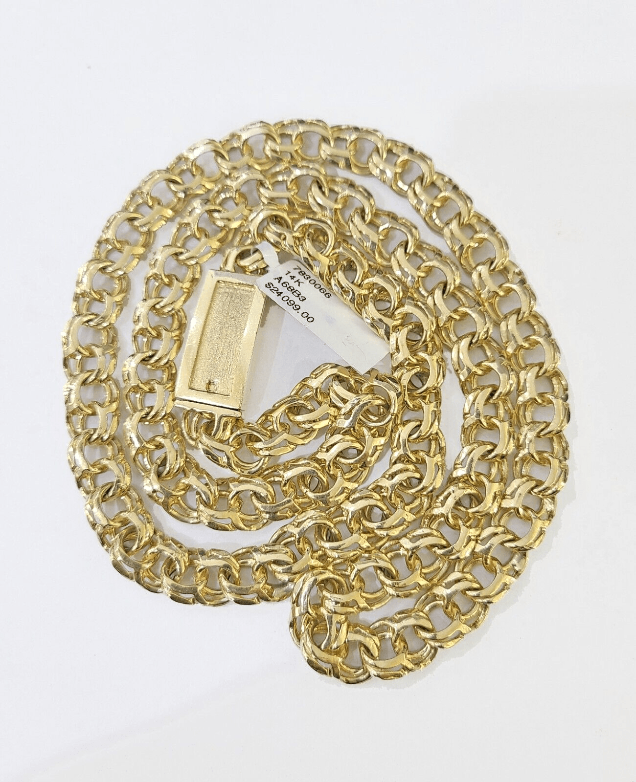 14k Yellow Gold Chino Link ID Necklace Chain 9mm 24Inch For Men's 14kt Gold