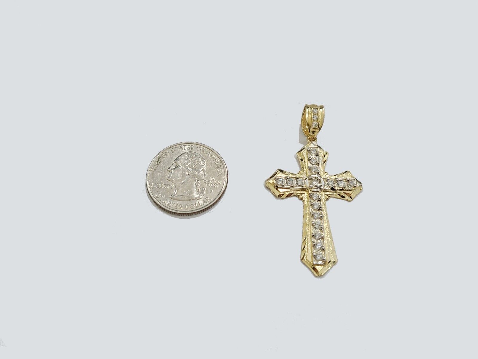 14k Yellow Gold Cross Charm Rope Chain Necklace 4mm 22'' Pendant 14kt Jesus Real - GoldenlinQ