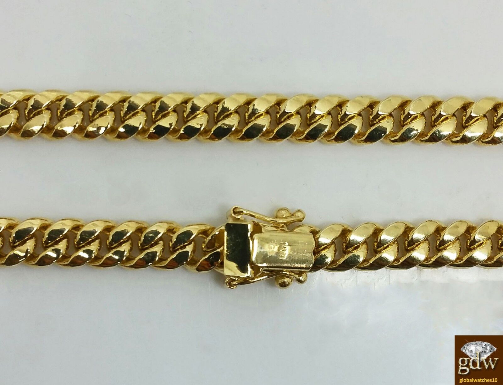 14K Yellow Gold Cuban Link Chain 8mm 28 inch Long BOX LOCK Men Necklace REAL