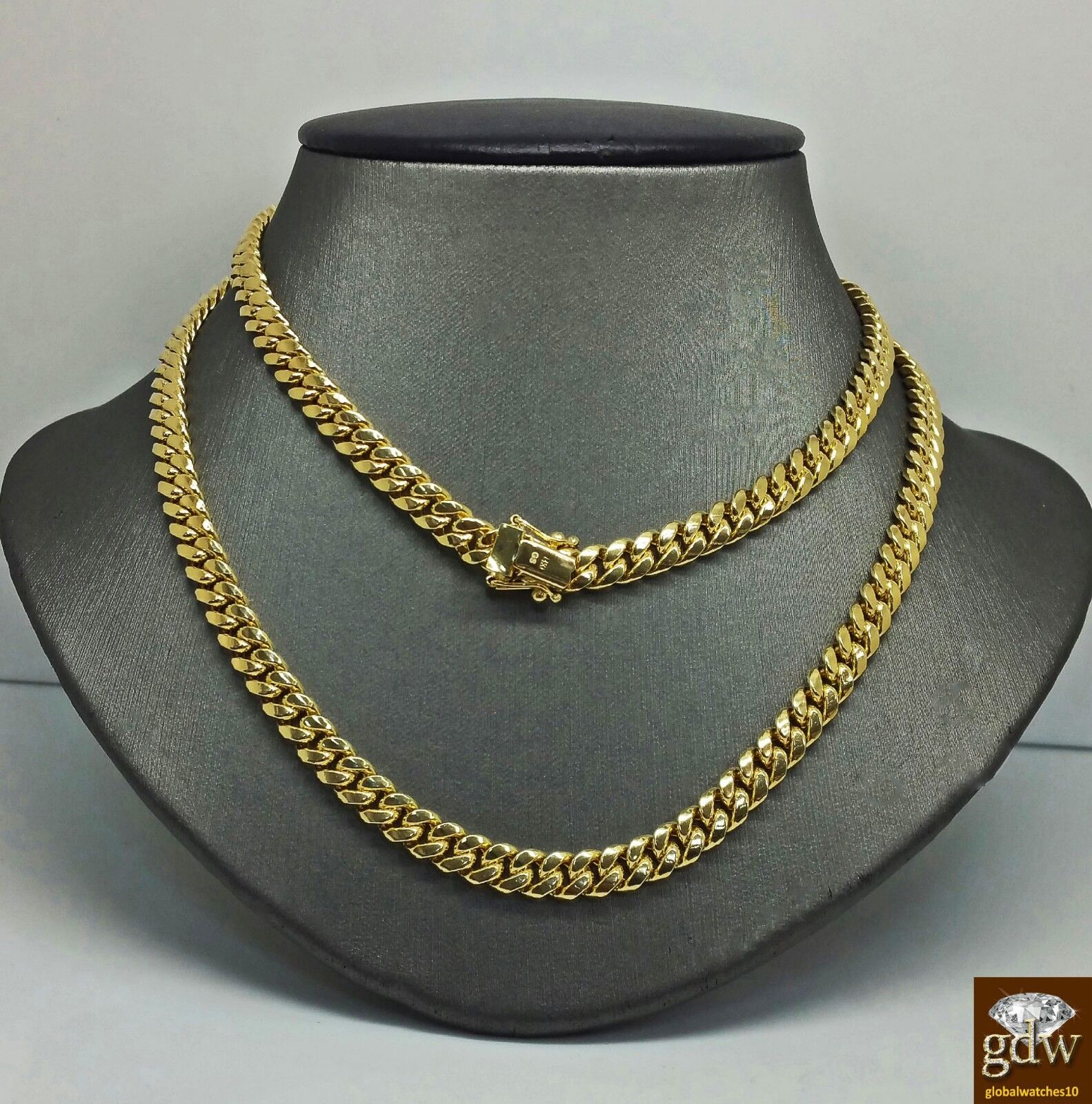 14K Yellow Gold Cuban Link Chain 8mm 28 inch Long BOX LOCK Men Necklace REAL - GoldenlinQ
